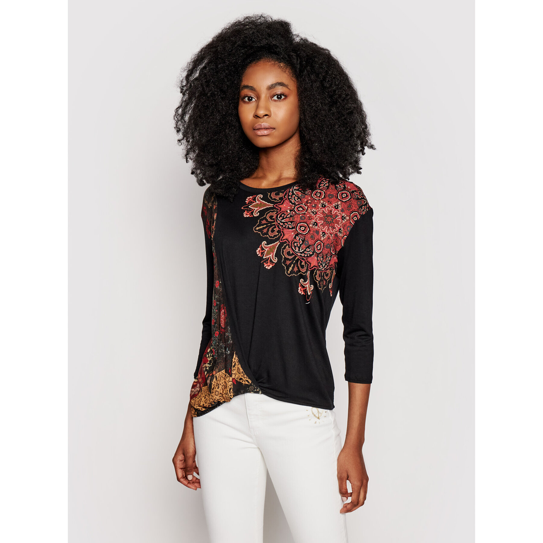 Desigual Bluză Oporto 21SWTK70 Negru Regular Fit - Pled.ro