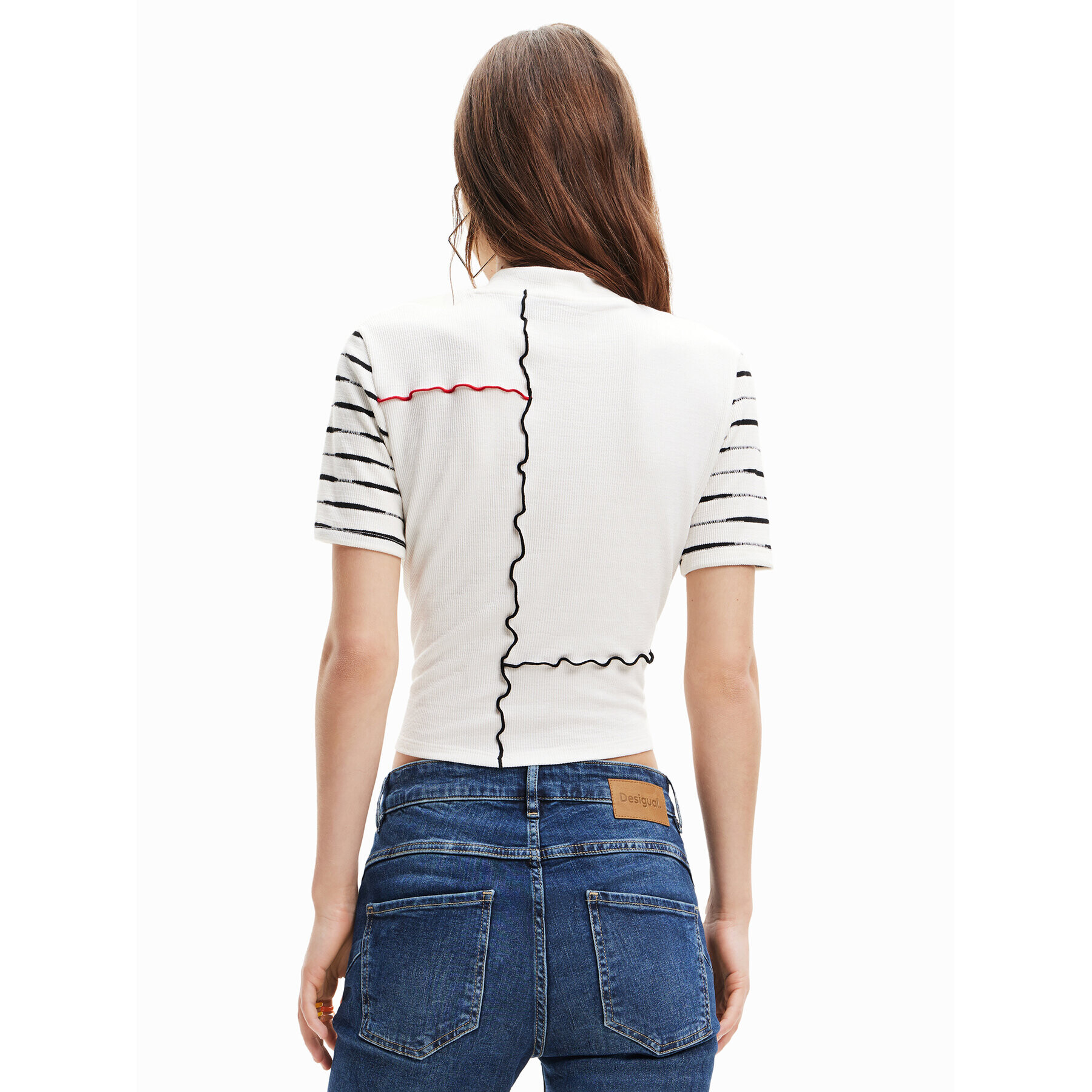 Desigual Bluză Patch 23SWTKBV Alb Slim Fit - Pled.ro