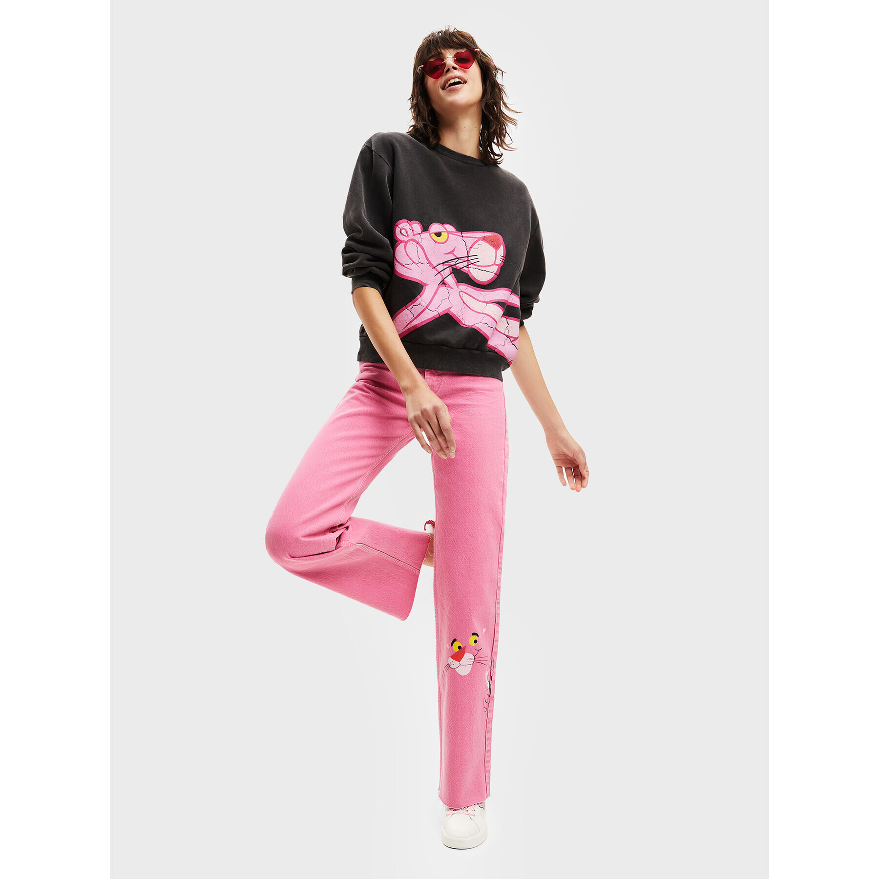 Desigual Bluză PINK PANTHER 22WWSK45 Gri Regular Fit - Pled.ro