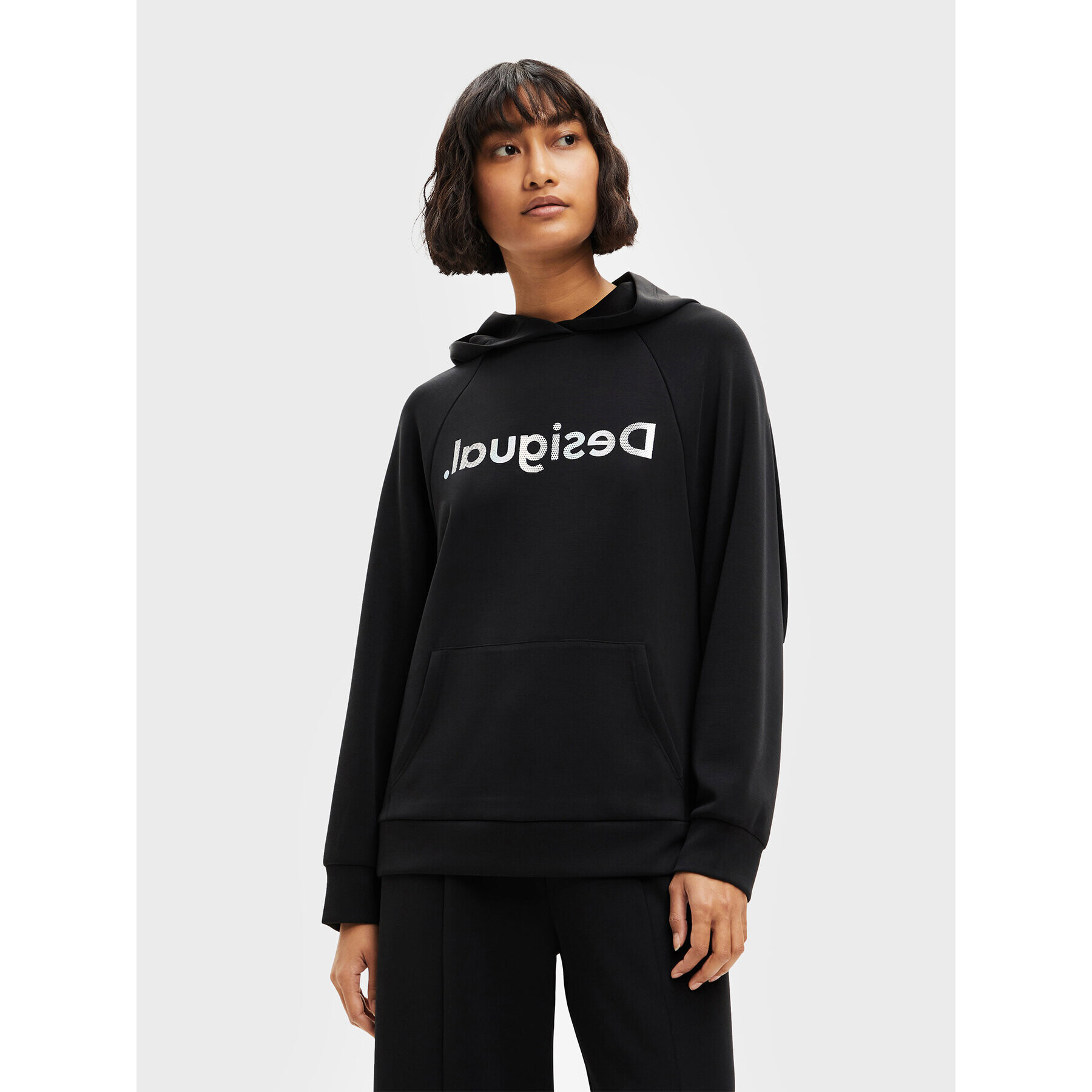 Desigual Bluză Plata 22WWSK17 Negru Oversize - Pled.ro