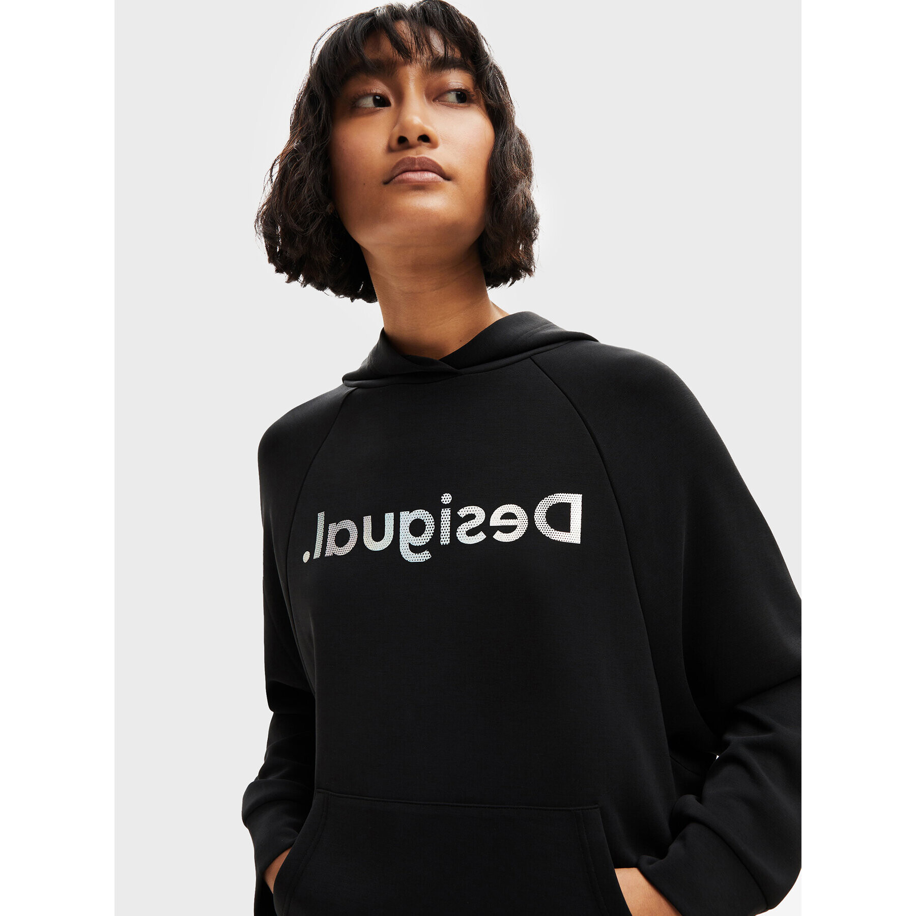 Desigual Bluză Plata 22WWSK17 Negru Oversize - Pled.ro