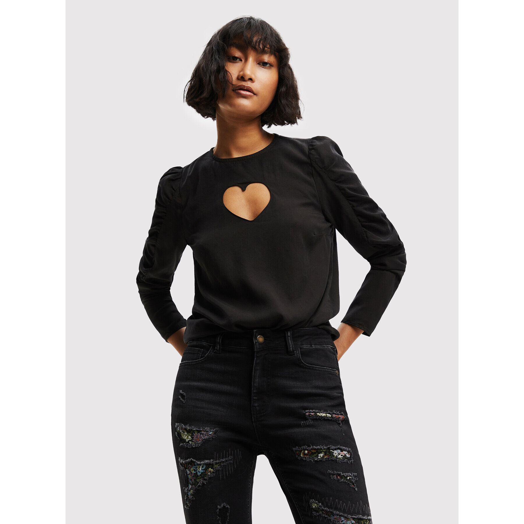 Desigual Bluză Cor 22WWBW07 Negru Regular Fit - Pled.ro