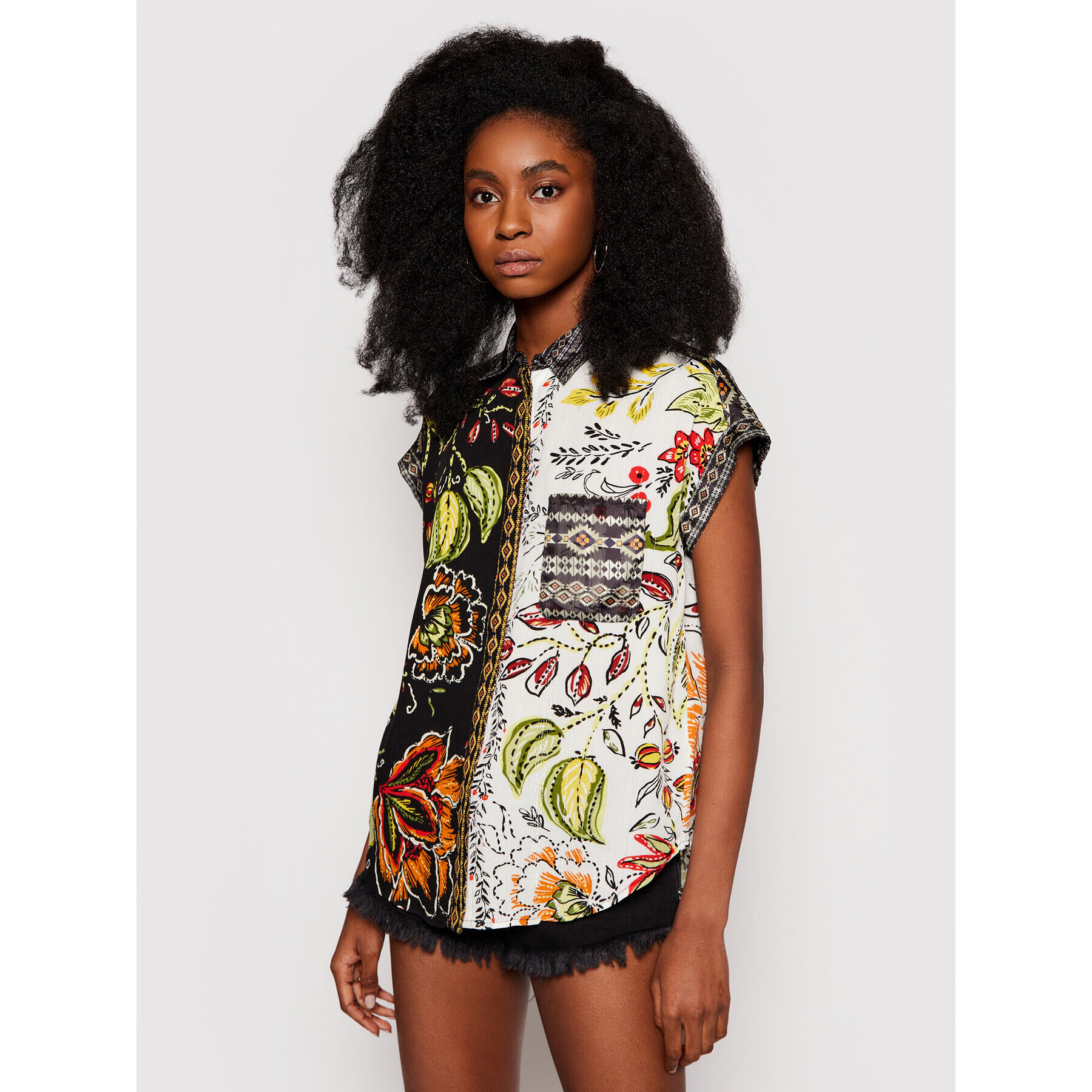 Desigual Cămașă Amur 21SWCW19 Colorat Relaxed Fit - Pled.ro