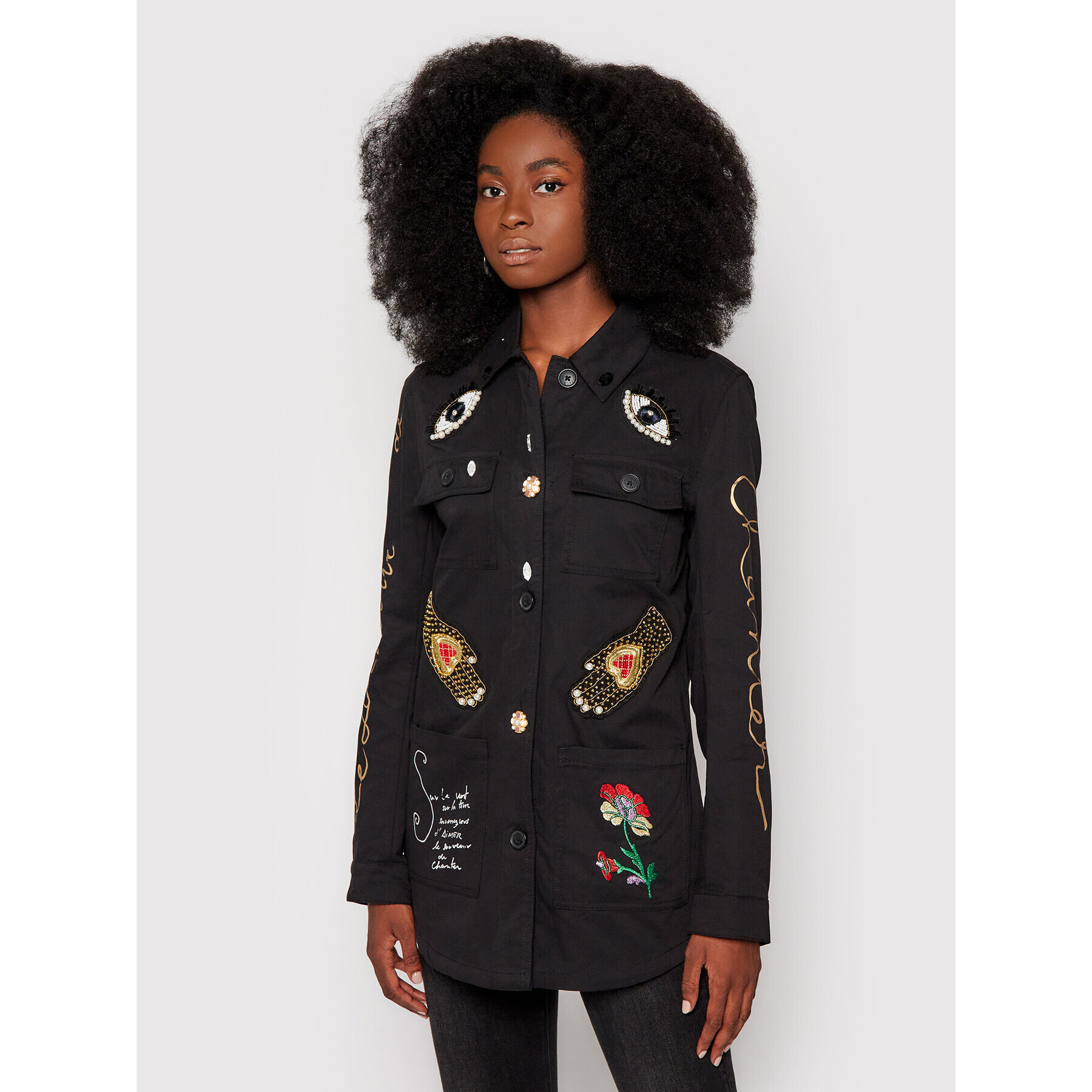 Desigual Cămașă Handbyhand 21WWEWAO Negru Regular Fit - Pled.ro