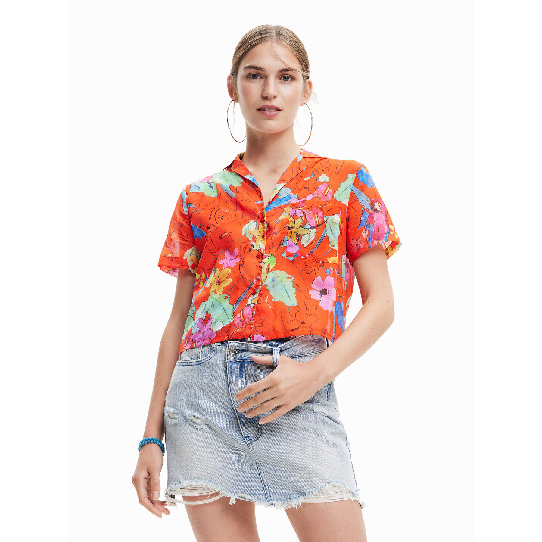 Desigual Cămașă 23SWCW45 Portocaliu Loose Fit - Pled.ro