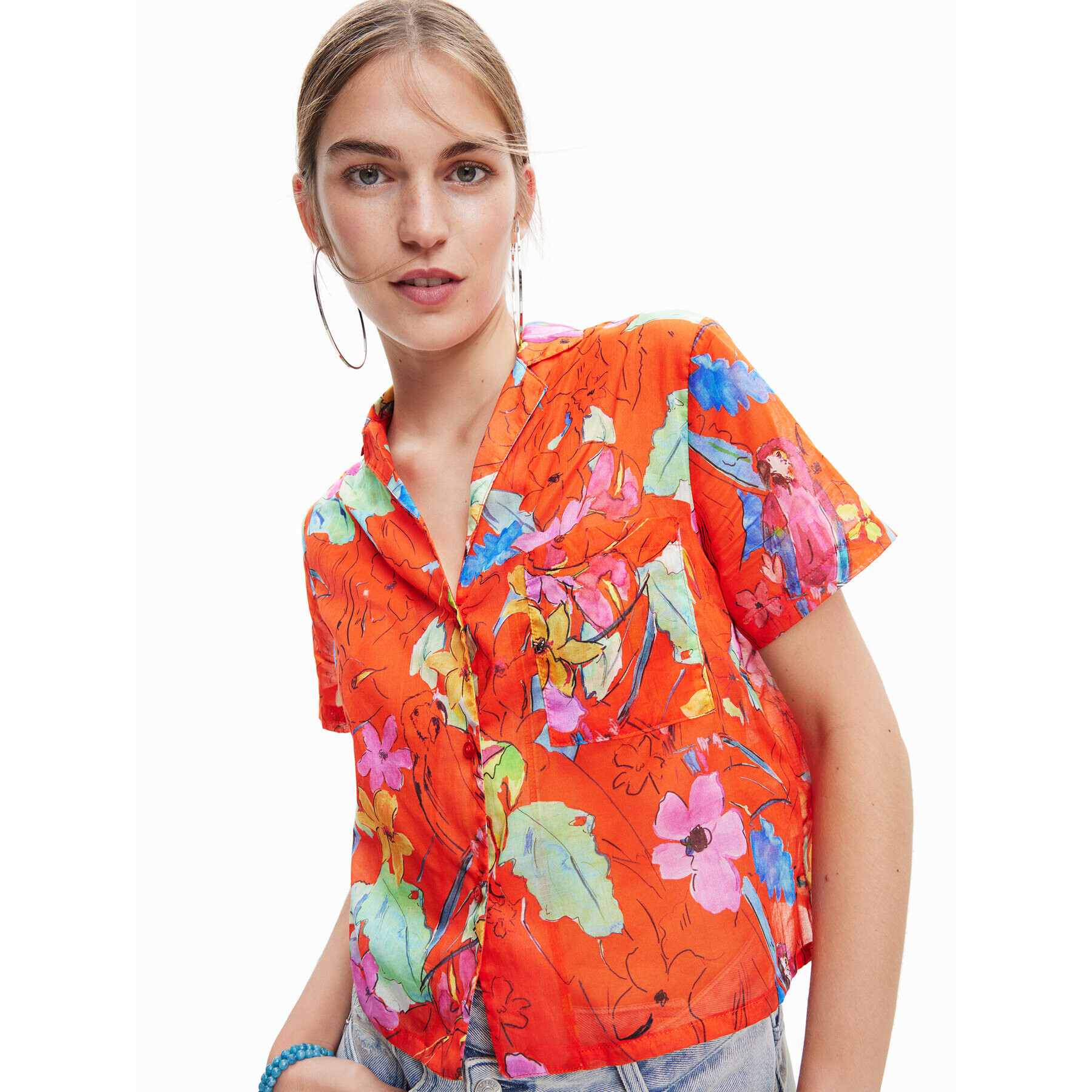 Desigual Cămașă 23SWCW45 Portocaliu Loose Fit - Pled.ro