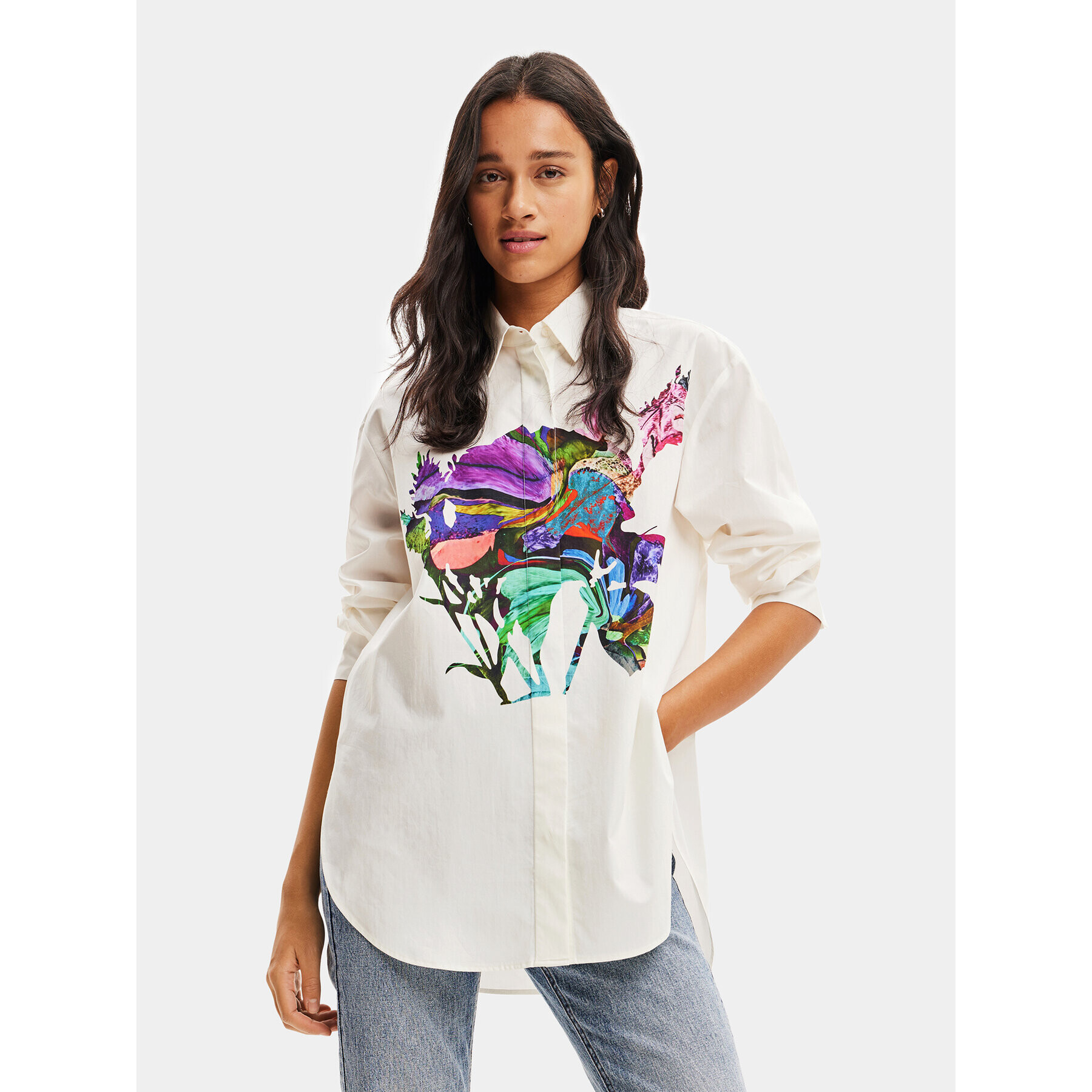 Desigual Cămașă 23WWCW31 Alb Oversize - Pled.ro