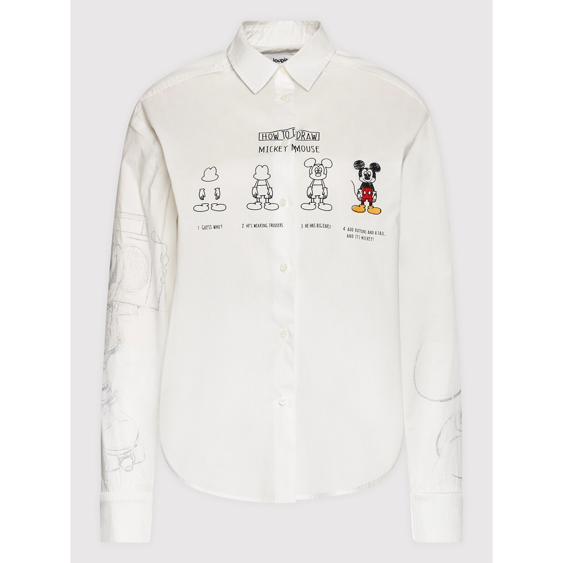 Desigual Cămașă DISNEY How To Draw Mickey? 22SWCW22 Alb Regular Fit - Pled.ro