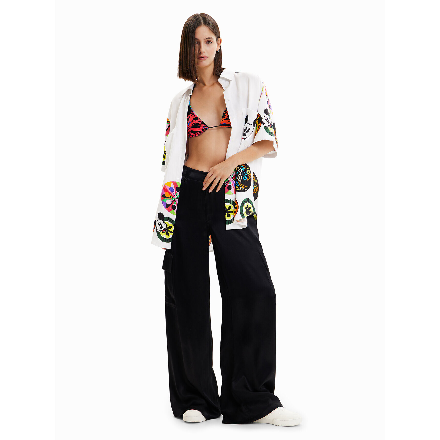 Desigual Cămașă MONSIEUR CHRISTIAN LACROIX DISNEY 23SWCW14 Alb Oversize - Pled.ro