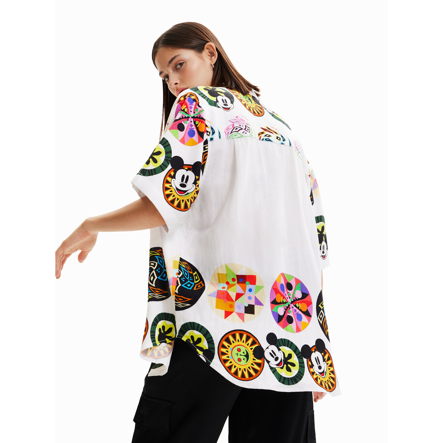 Desigual Cămașă MONSIEUR CHRISTIAN LACROIX DISNEY 23SWCW14 Alb Oversize - Pled.ro