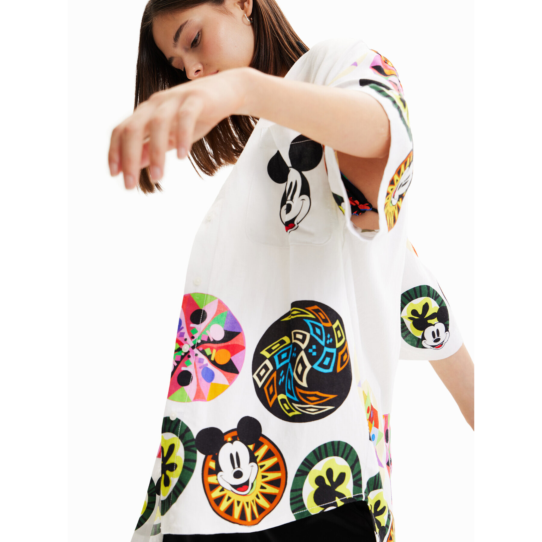 Desigual Cămașă MONSIEUR CHRISTIAN LACROIX DISNEY 23SWCW14 Alb Oversize - Pled.ro