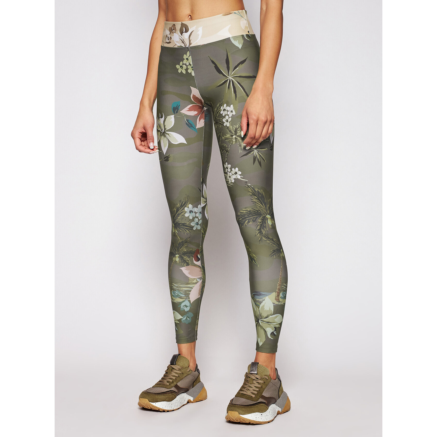 Desigual Colanți Camoflower Light 21SONK01 Verde Slim Fit - Pled.ro