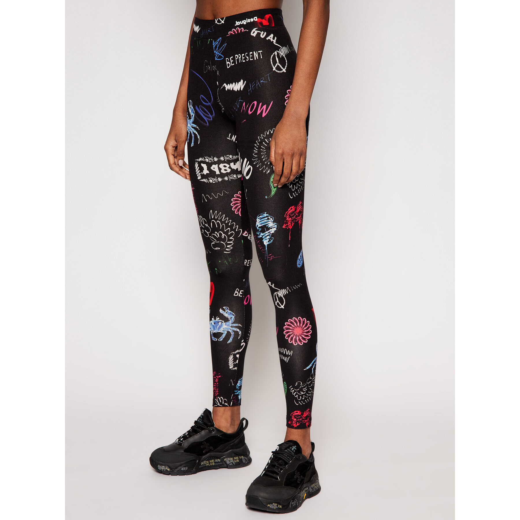 Desigual Colanți Lettering 21SWKK07 Negru Slim Fit - Pled.ro