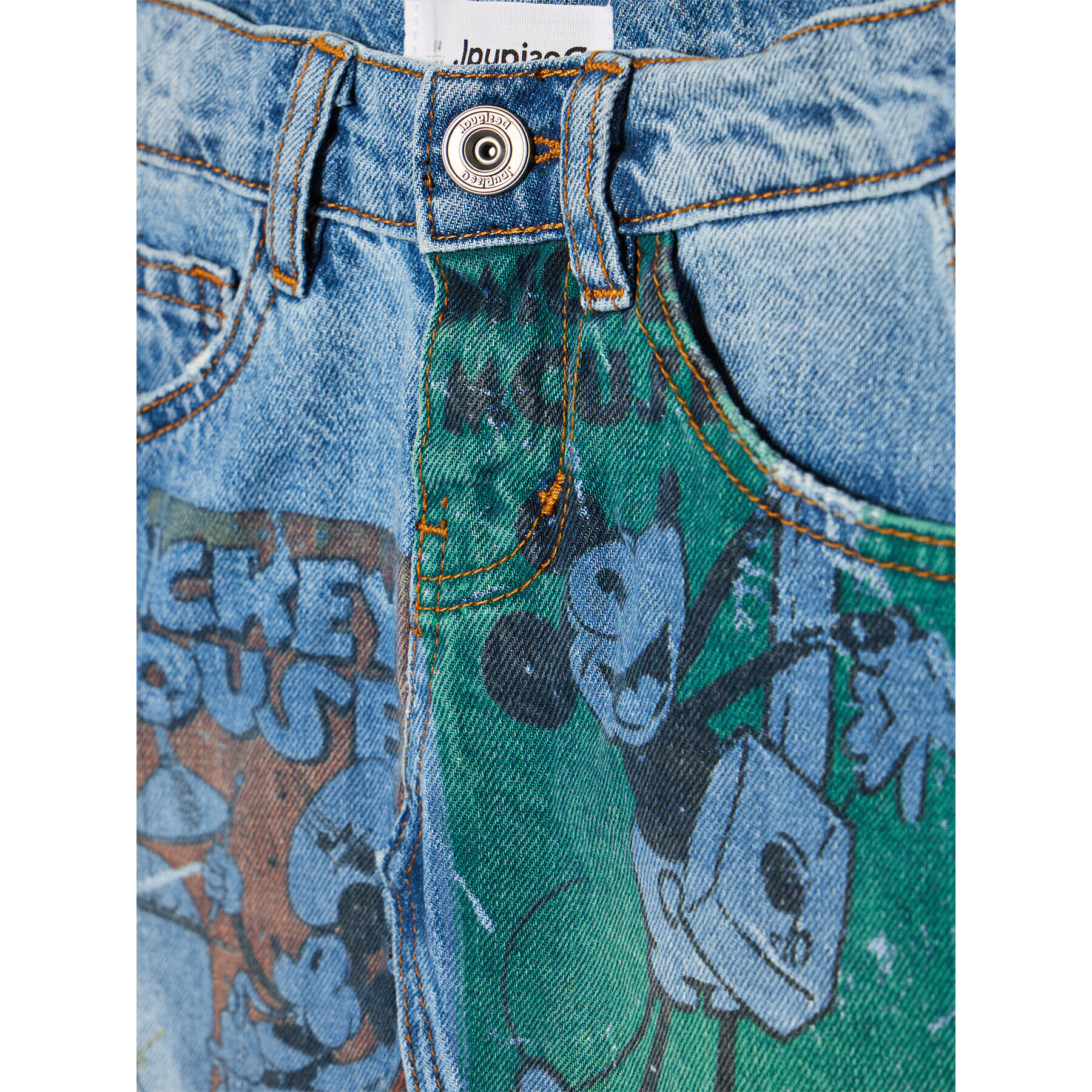 Desigual Fustă DISNEY Vintage Mickey 21WGFD02 Bleumarin Regular Fit - Pled.ro