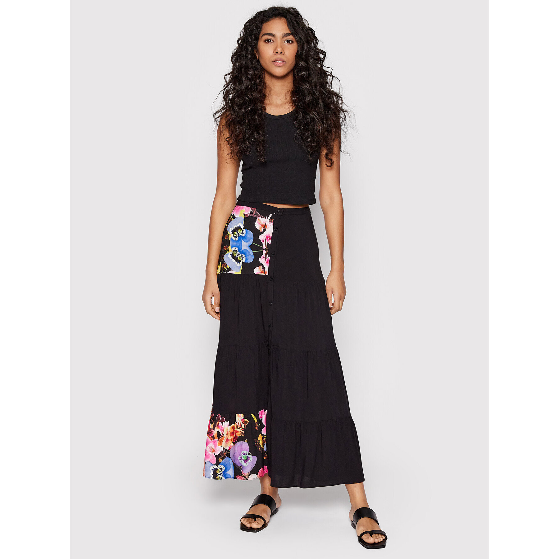 Desigual Fustă maxi MONSIEUR CHRISTIAN LACROIX Le Mans 22SWFW10 Negru Relaxed Fit - Pled.ro