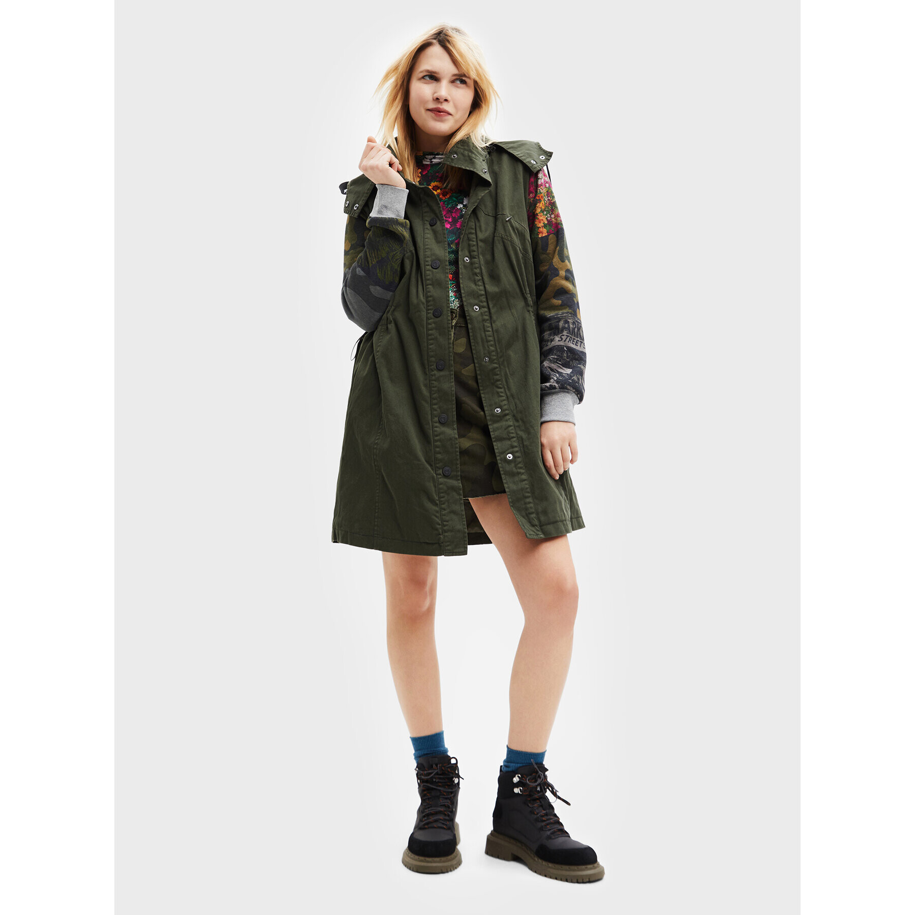 Desigual Hanorac Jorja 22WWEWAG Verde Oversize - Pled.ro