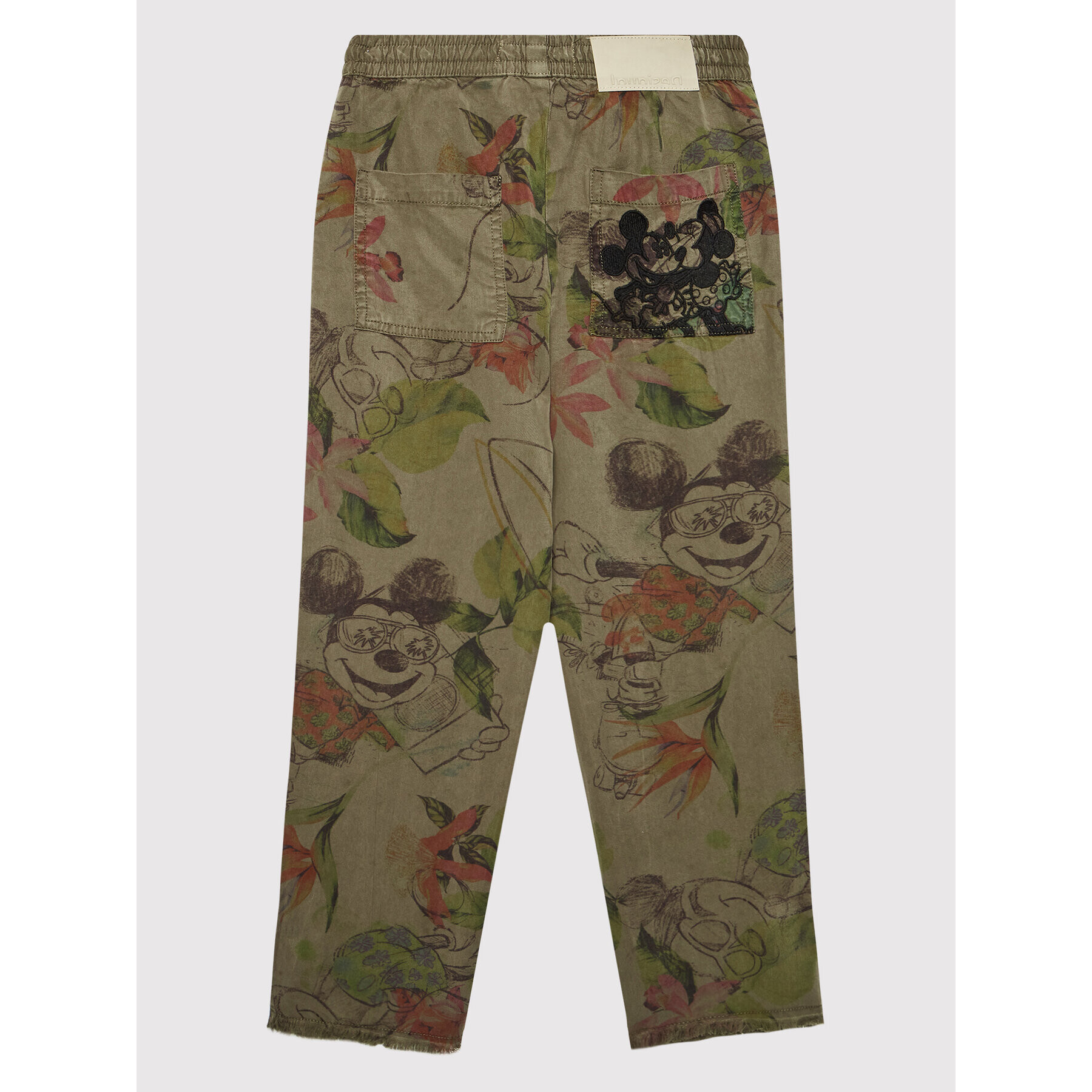 Desigual Pantaloni din material Mickey Camo Flower 22SGPW06 Verde Relaxed Fit - Pled.ro