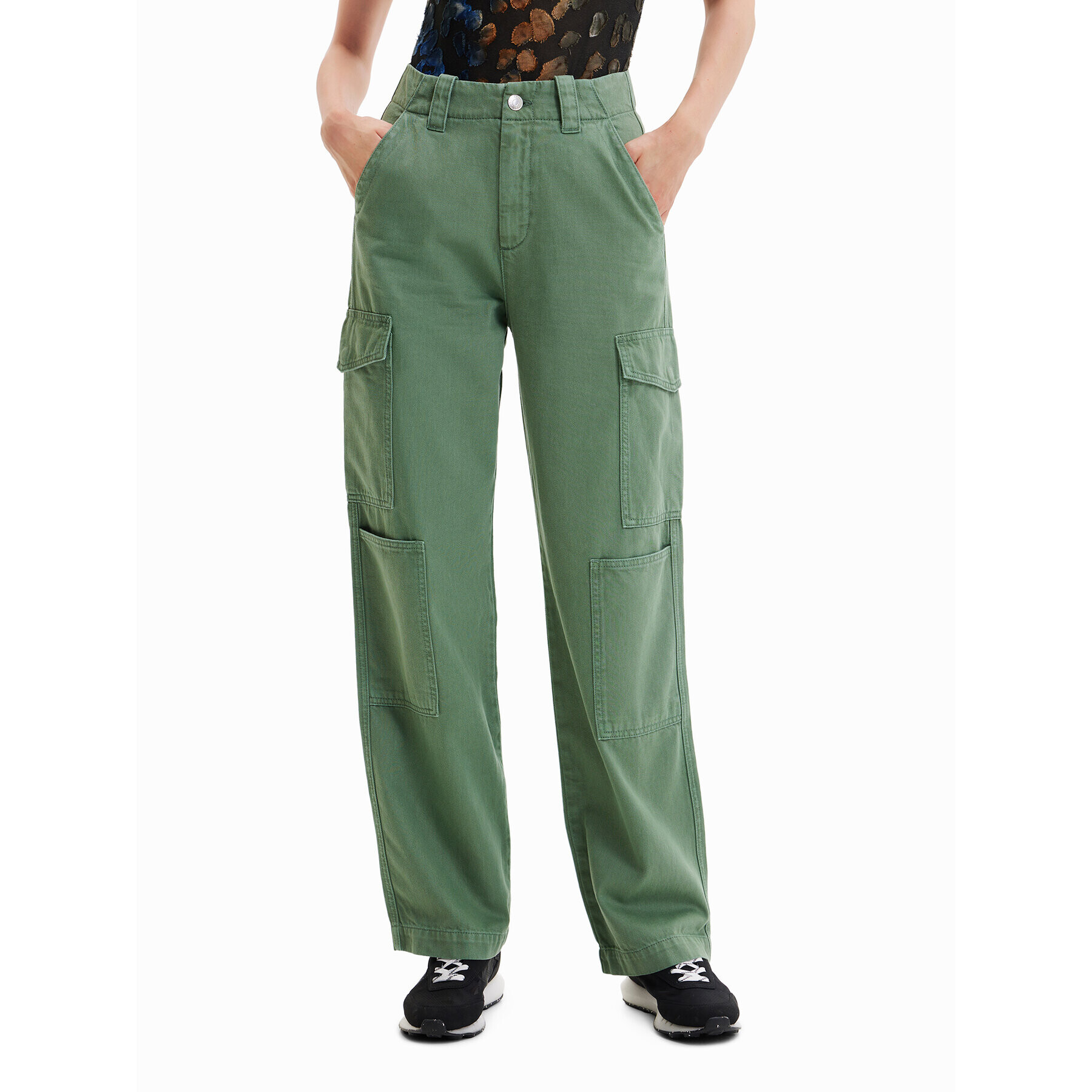 Desigual Pantaloni din material Sedal 23SWPN03 Verde Regular Fit - Pled.ro