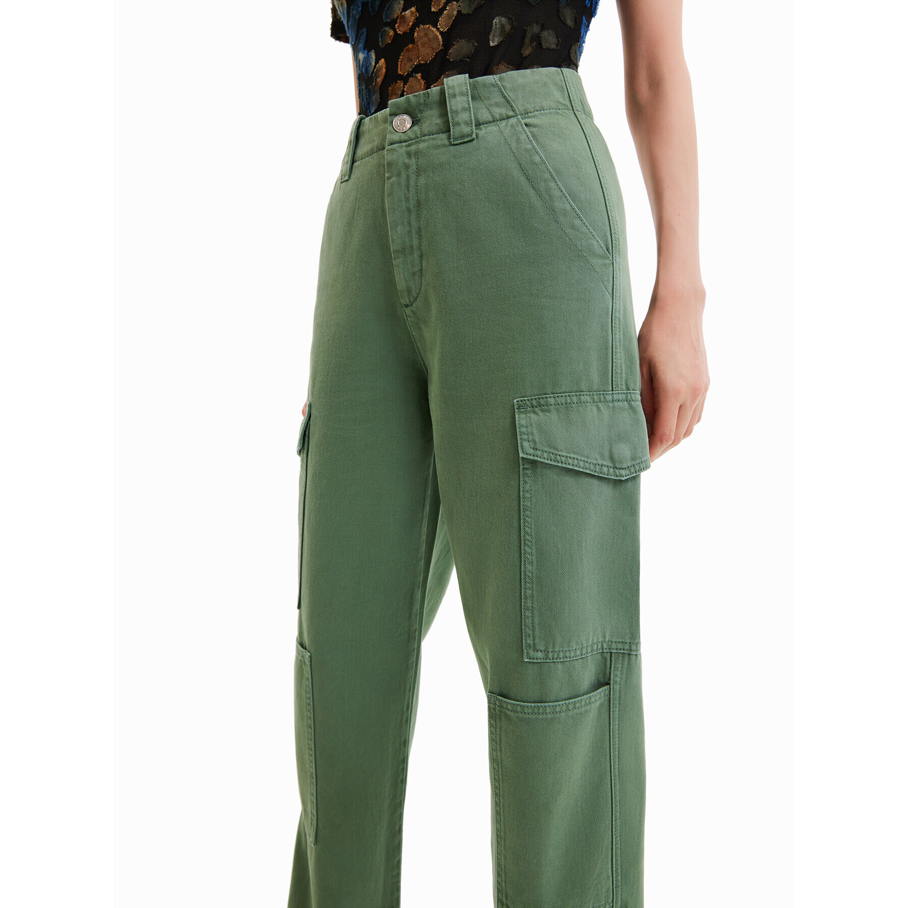 Desigual Pantaloni din material Sedal 23SWPN03 Verde Regular Fit - Pled.ro