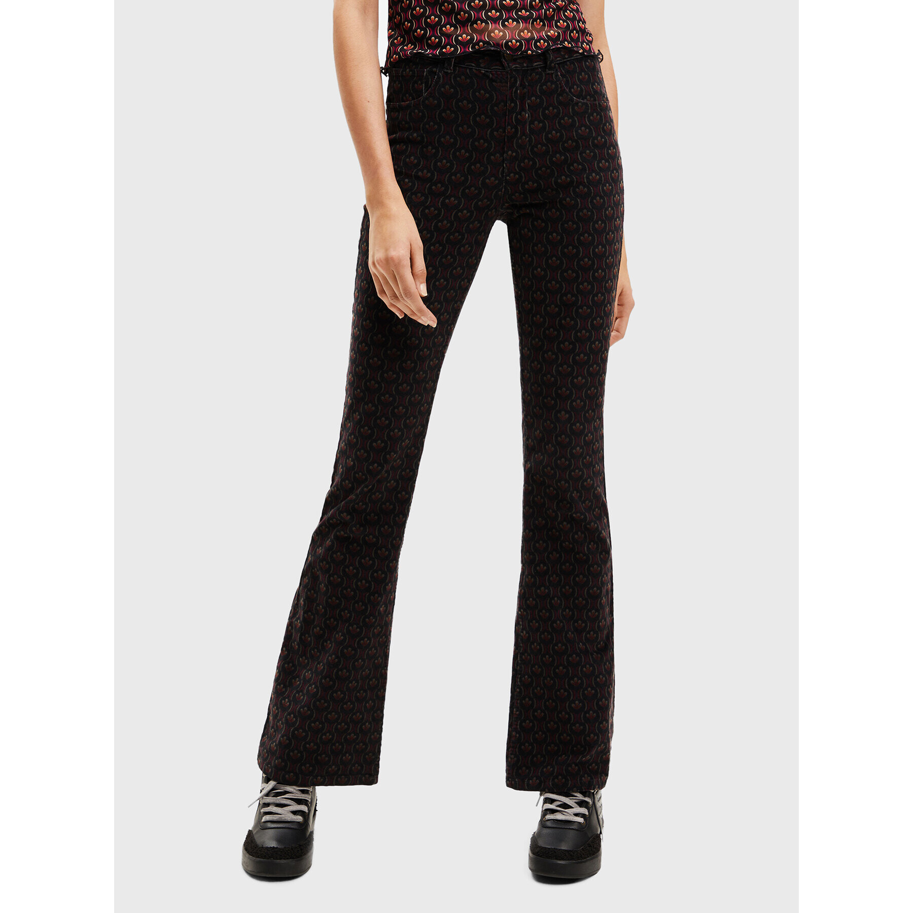 Desigual Pantaloni din material Tears 22WWPN08 Negru Flare Fit - Pled.ro