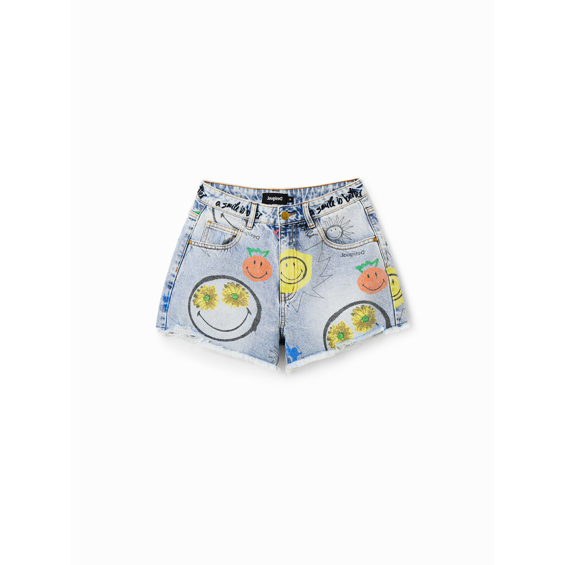 Desigual Pantaloni scurți de blugi 23SWDD70 Albastru Regular Fit - Pled.ro