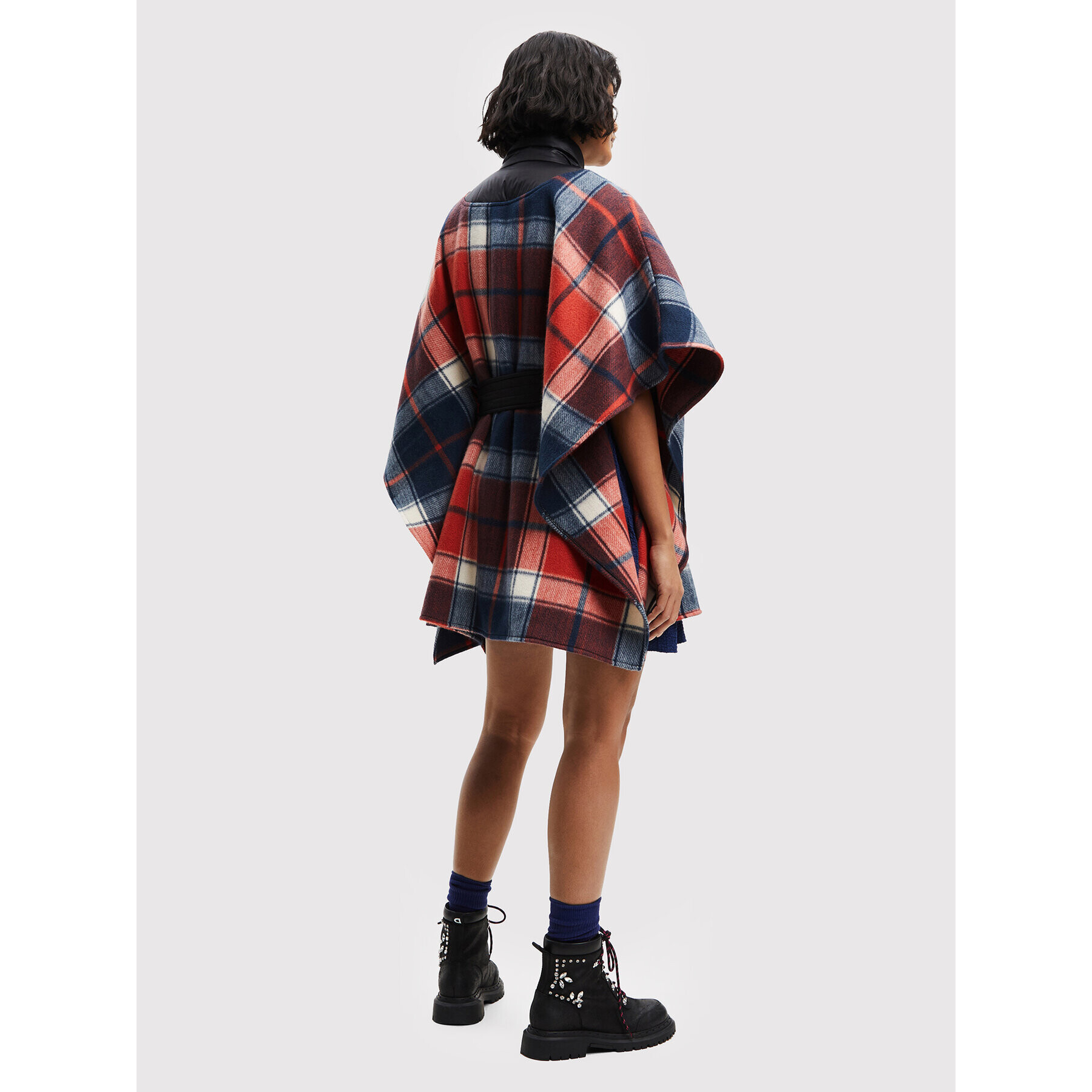 Desigual Poncho Red Check Milan 22WAIA12 Roșu Relaxed Fit - Pled.ro