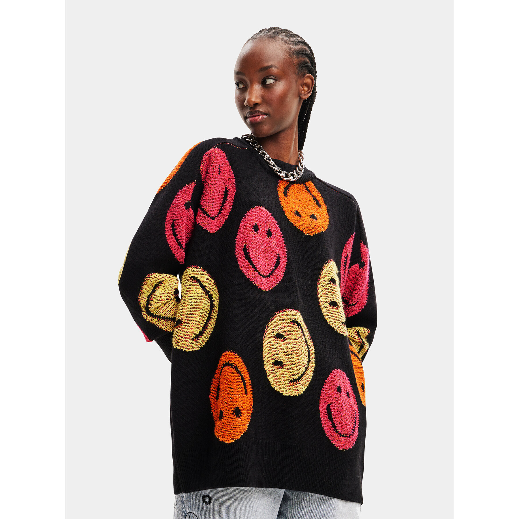 Desigual Pulover 23WWJF86 Negru Oversize - Pled.ro