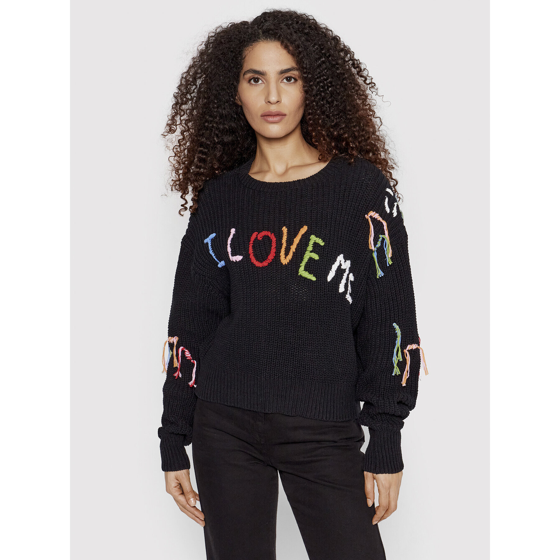 Desigual Pulover Love Me 22SWJF51 Negru Oversize - Pled.ro