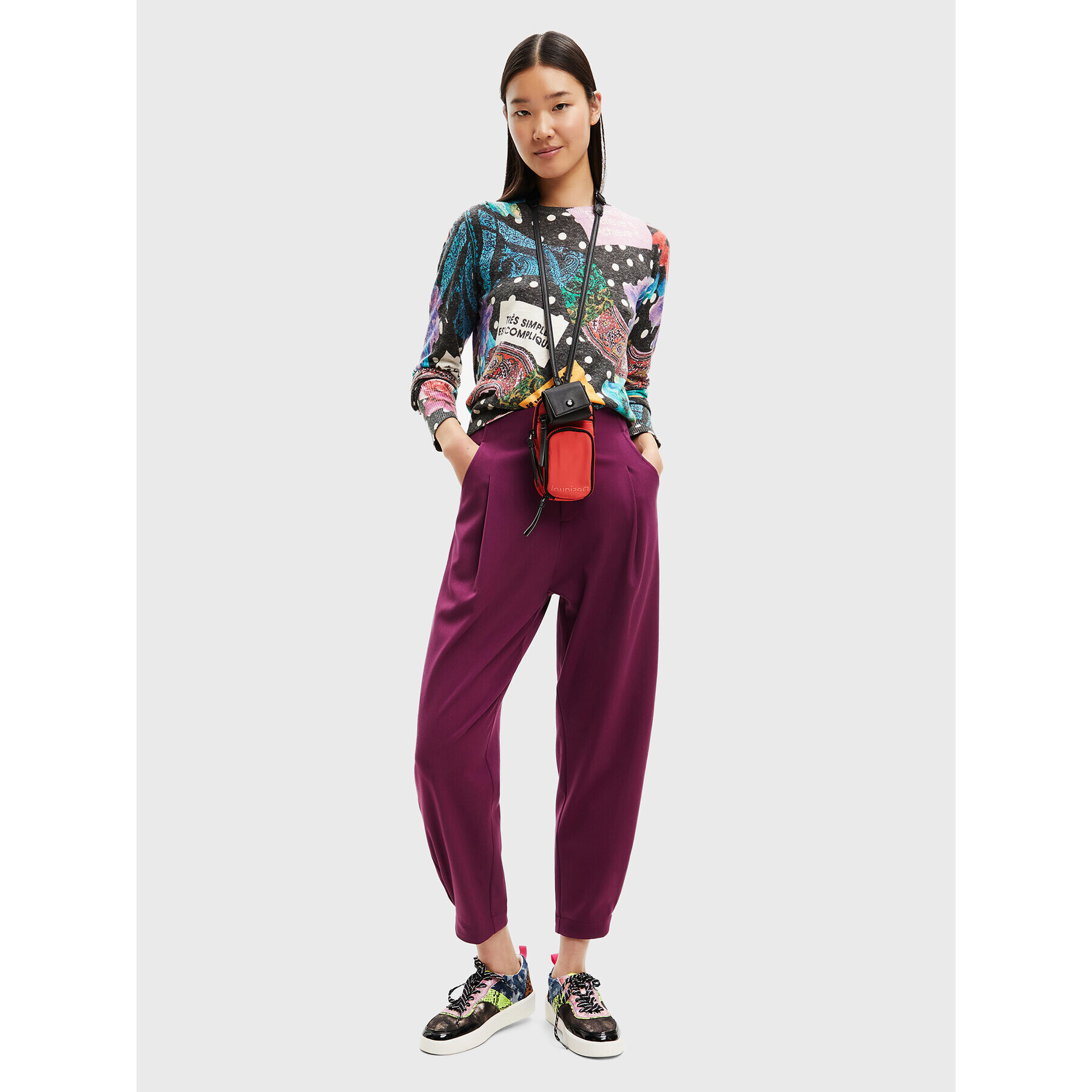 Desigual Pulover Spice 22WWJFA1 Colorat Regular Fit - Pled.ro