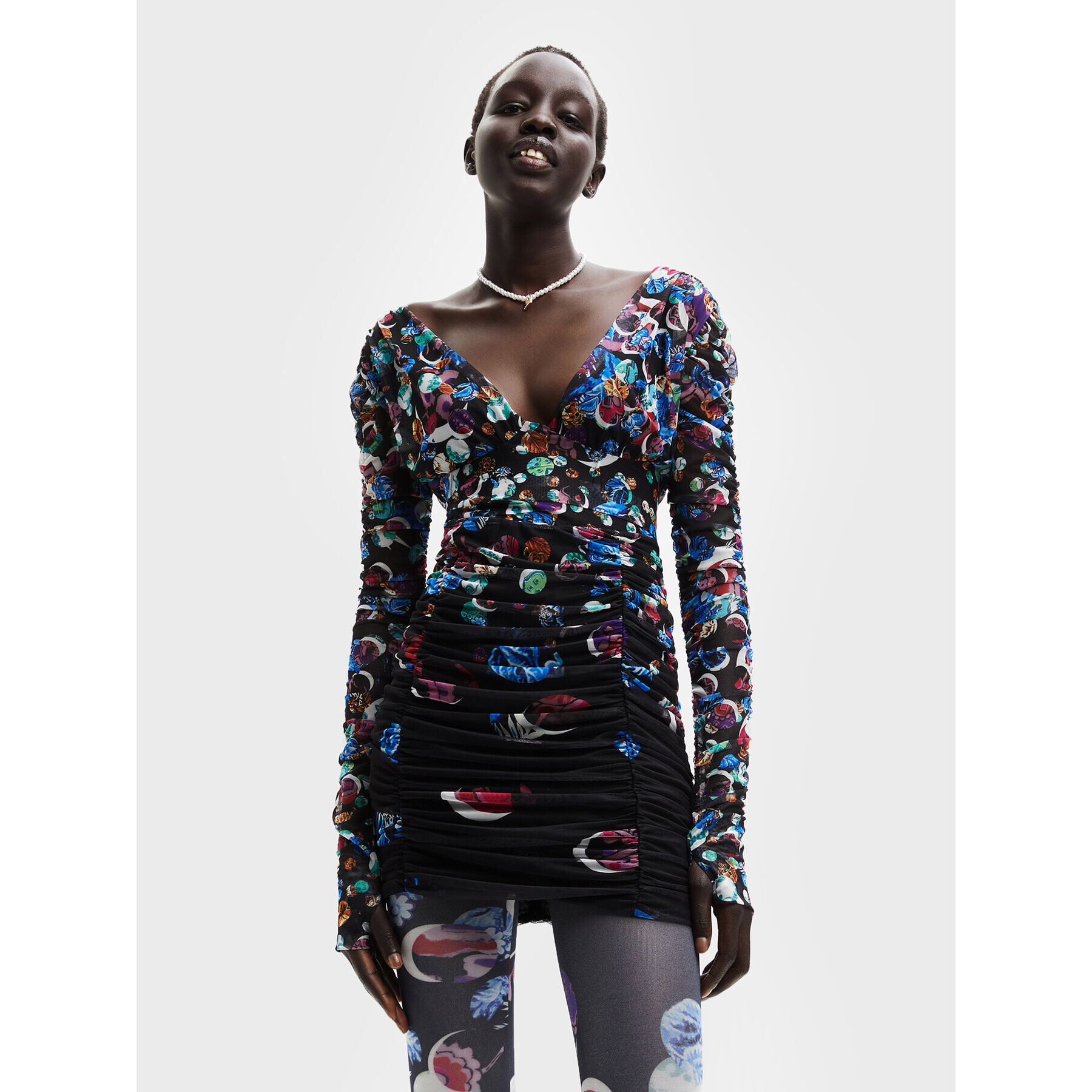 Desigual Rochie cocktail MONSIEUR CHRISTIAN LACROIX Confetti 22WWVK36 Negru Slim Fit - Pled.ro