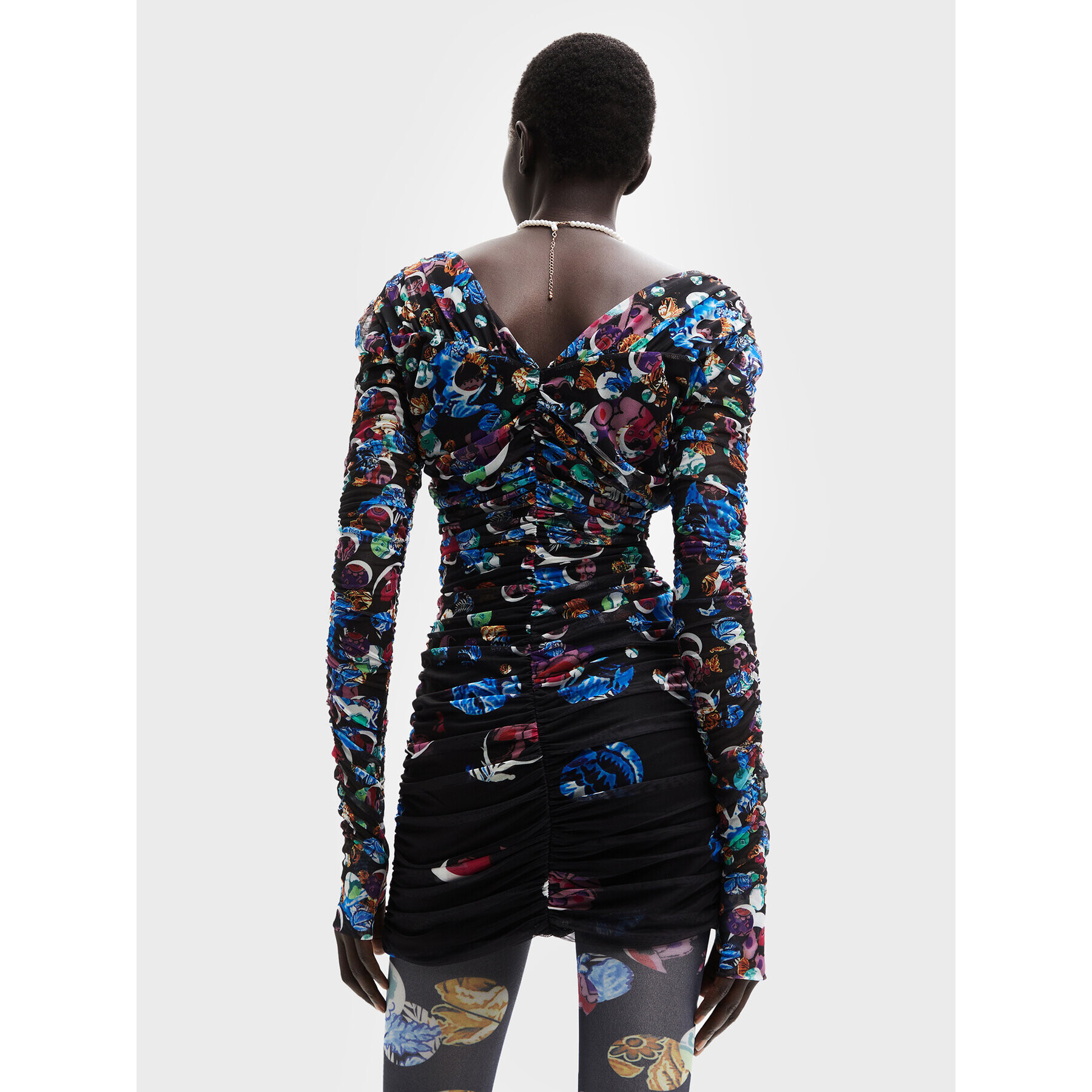 Desigual Rochie cocktail MONSIEUR CHRISTIAN LACROIX Confetti 22WWVK36 Negru Slim Fit - Pled.ro