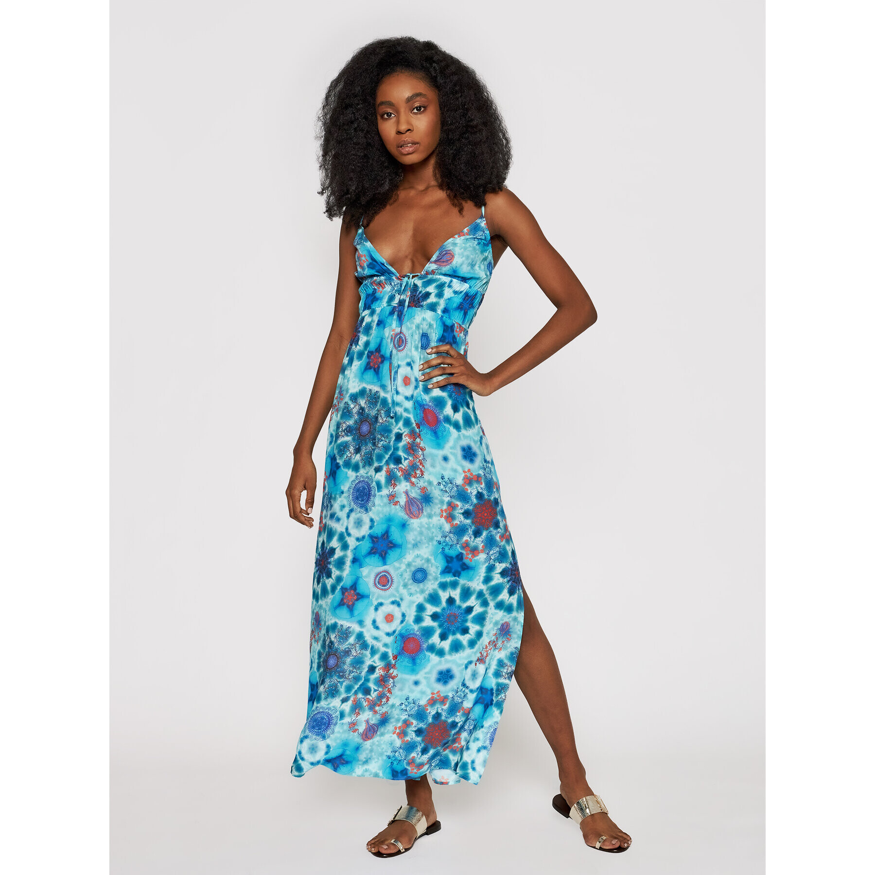 Desigual Rochie de vară Capri 21SWMW10 Albastru Regular Fit - Pled.ro