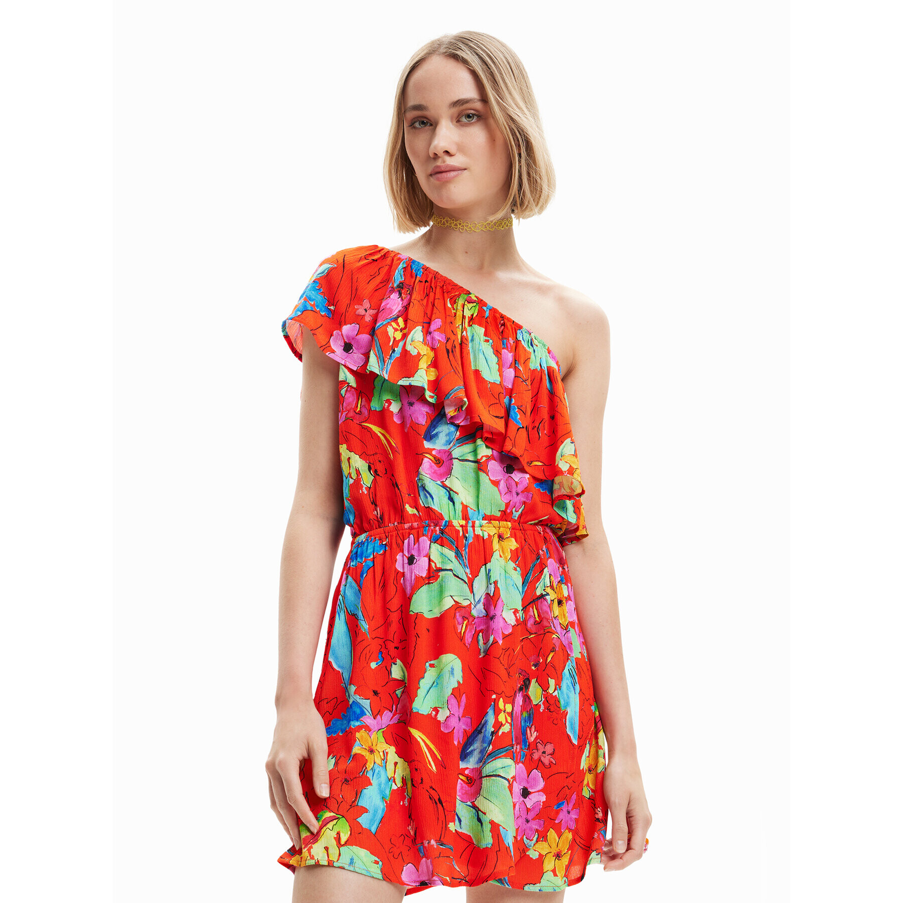 Desigual Rochie de vară Tropical 23SWVW83 Roșu Regular Fit - Pled.ro