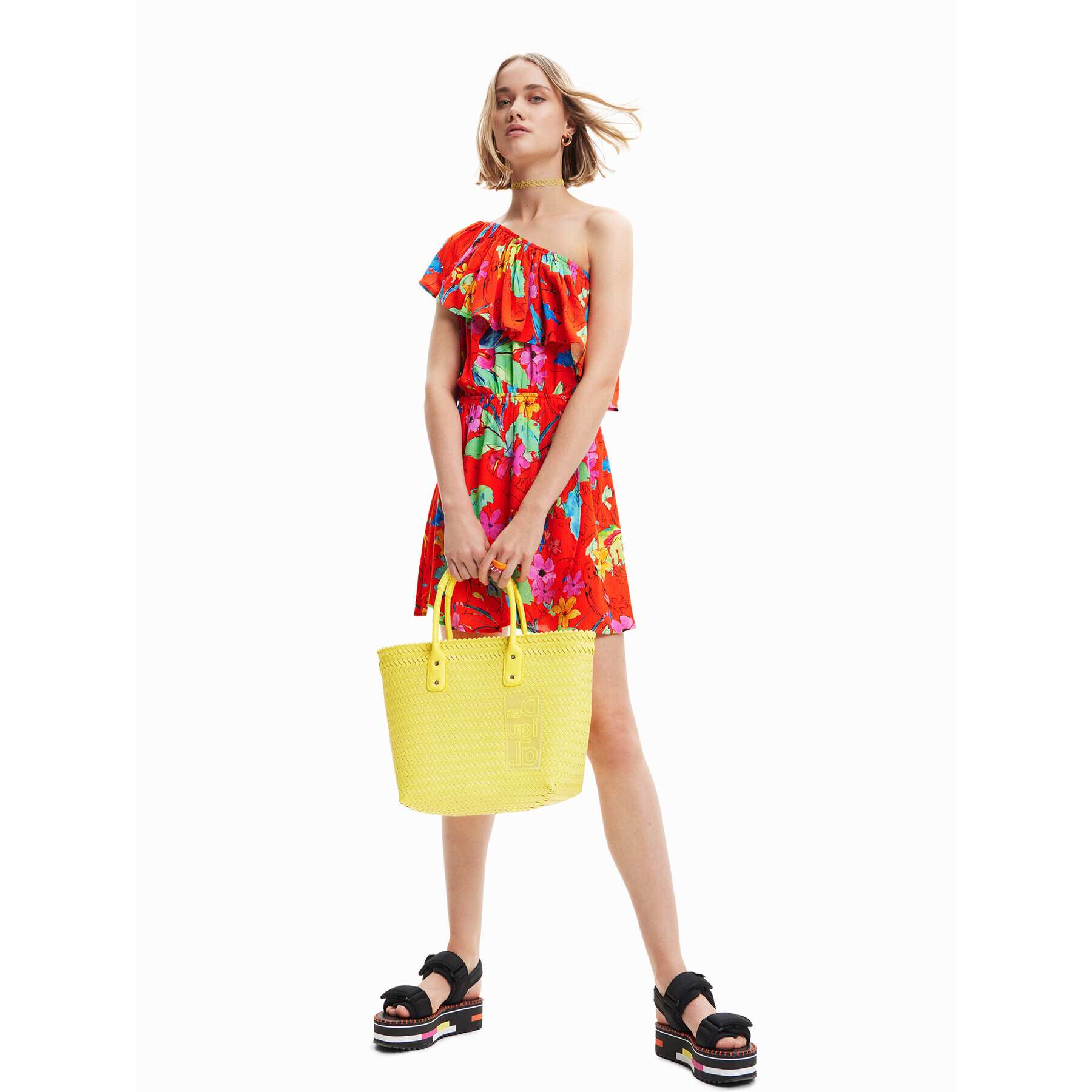 Desigual Rochie de vară Tropical 23SWVW83 Roșu Regular Fit - Pled.ro