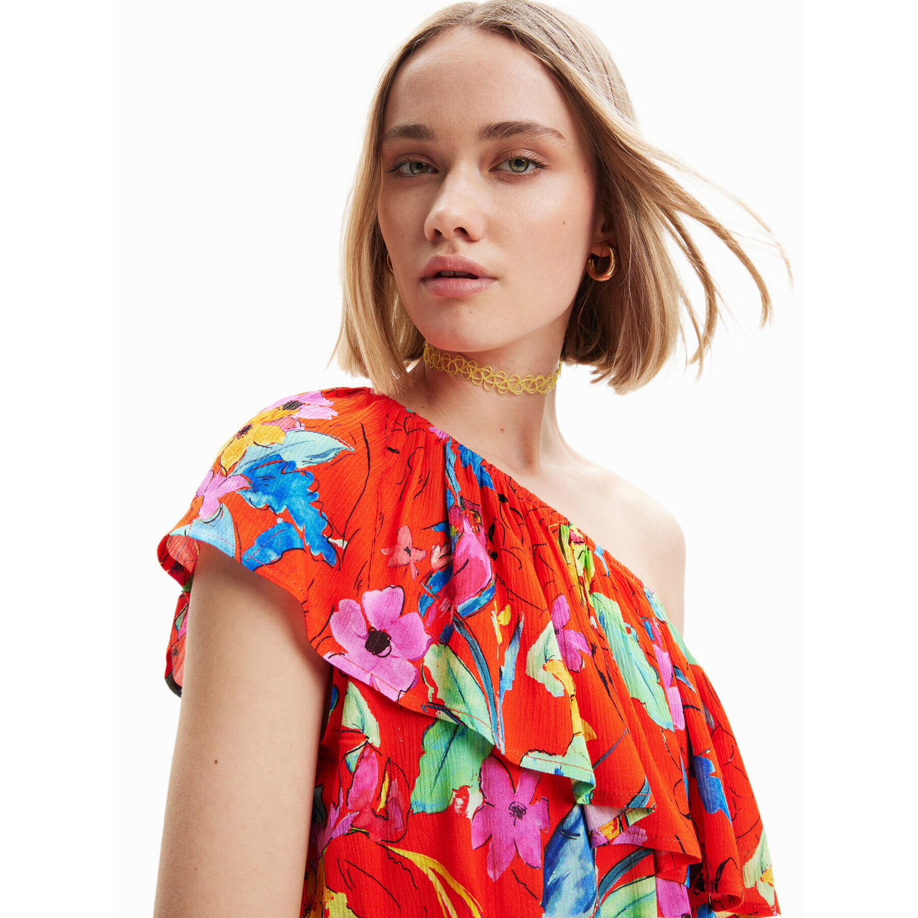 Desigual Rochie de vară Tropical 23SWVW83 Roșu Regular Fit - Pled.ro