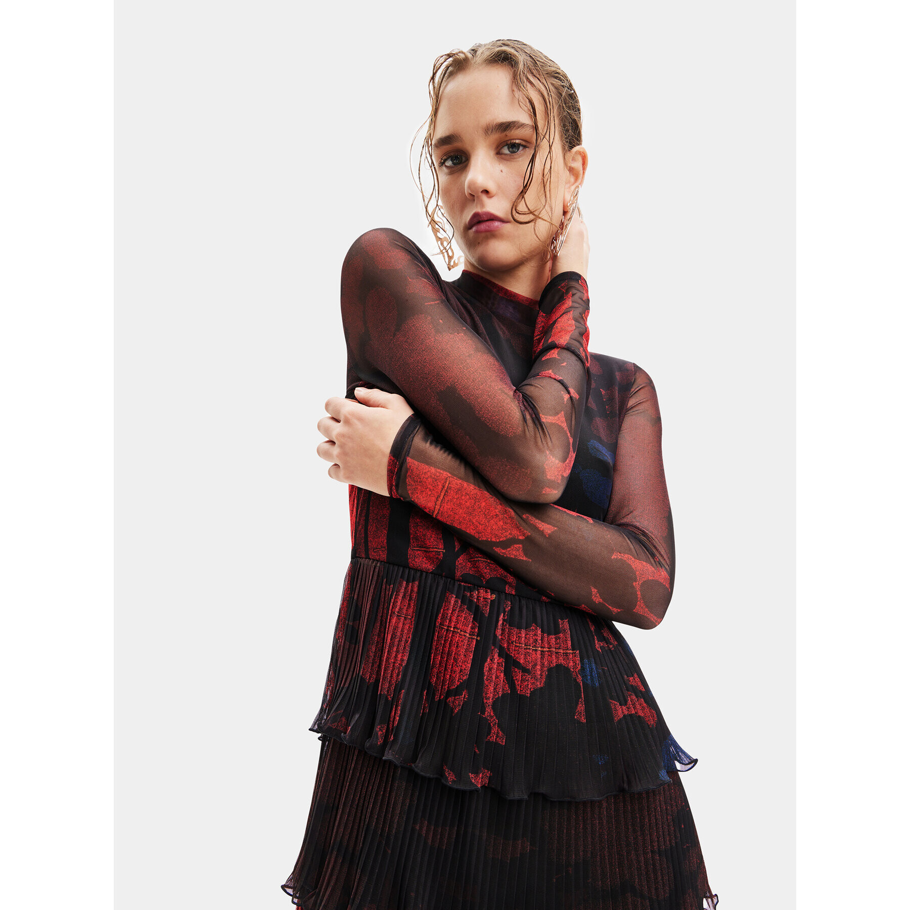 Desigual Rochie de zi 23WWVK78 Roșu Regular Fit - Pled.ro