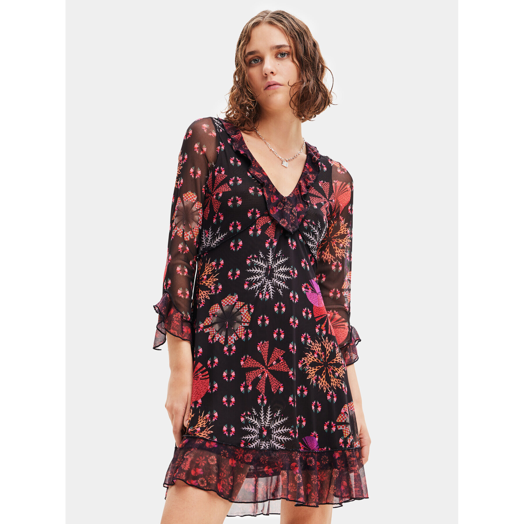 Desigual Rochie de zi 23WWVKA6 Negru Regular Fit - Pled.ro