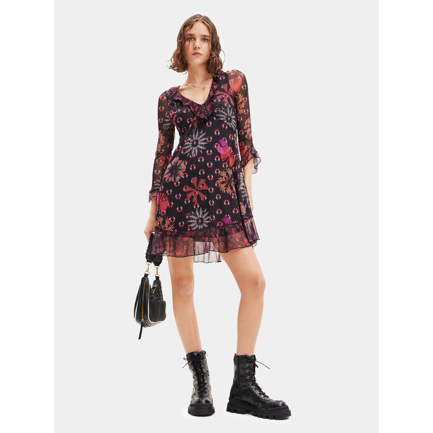 Desigual Rochie de zi 23WWVKA6 Negru Regular Fit - Pled.ro