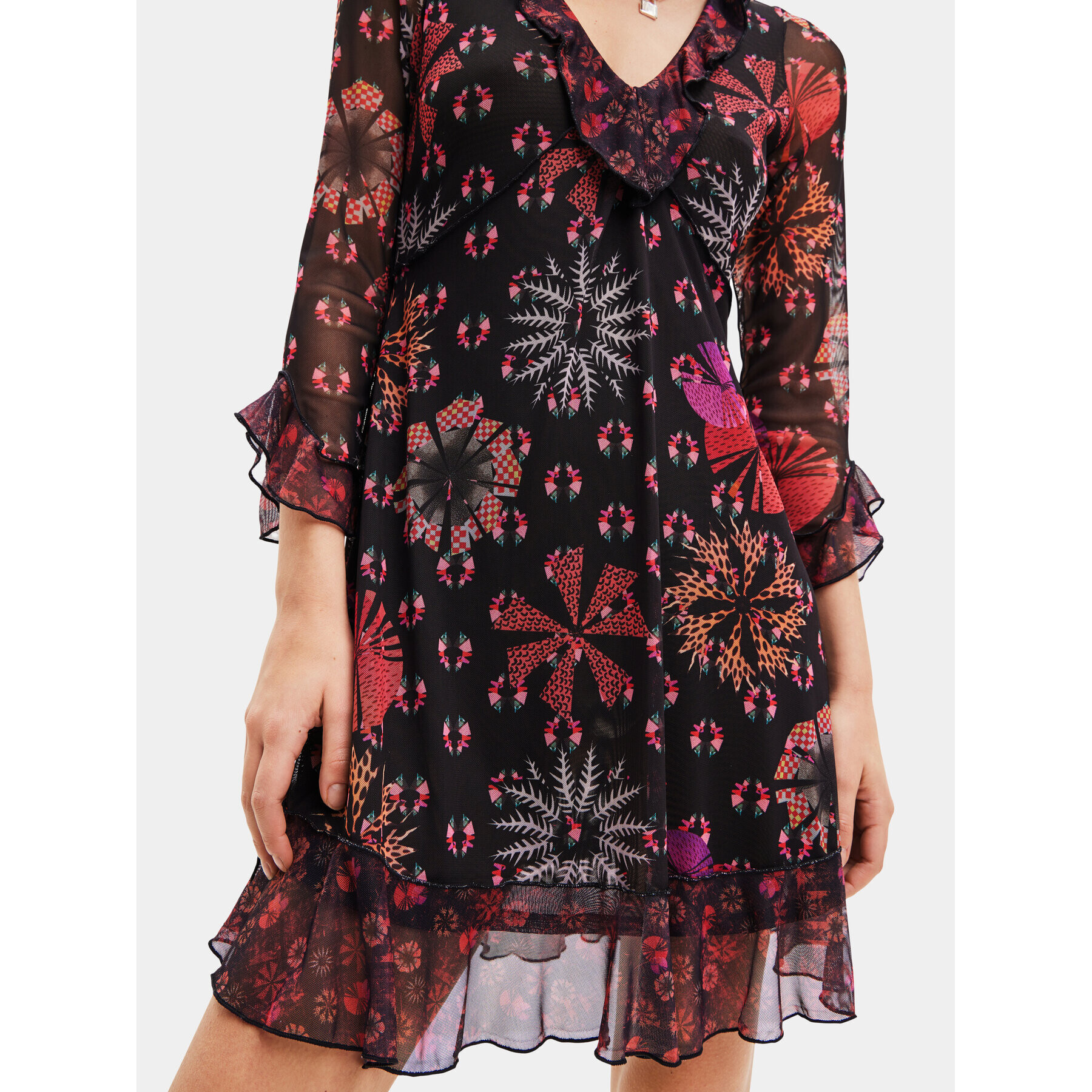 Desigual Rochie de zi 23WWVKA6 Negru Regular Fit - Pled.ro