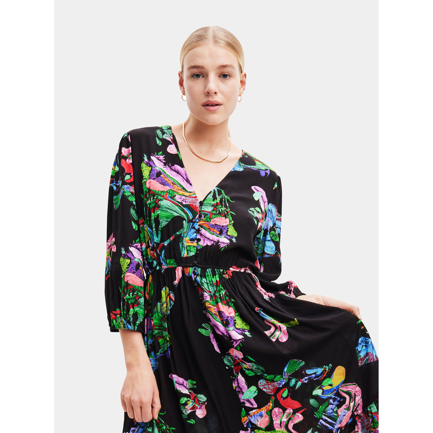 Desigual Rochie de zi 23WWVW75 Negru Regular Fit - Pled.ro