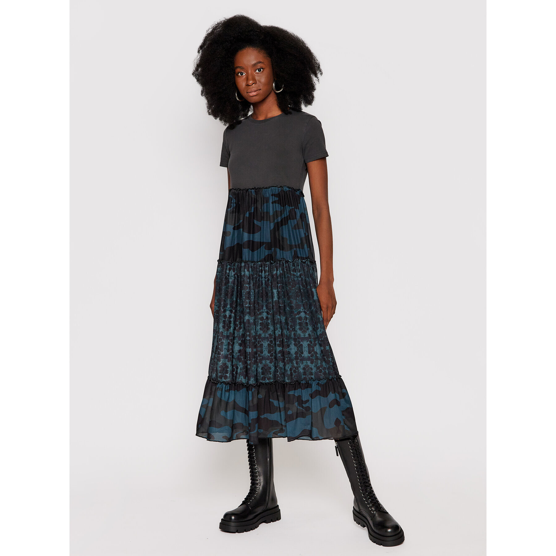 Desigual Rochie de zi Aikido 21WWVK59 Gri Regular Fit - Pled.ro