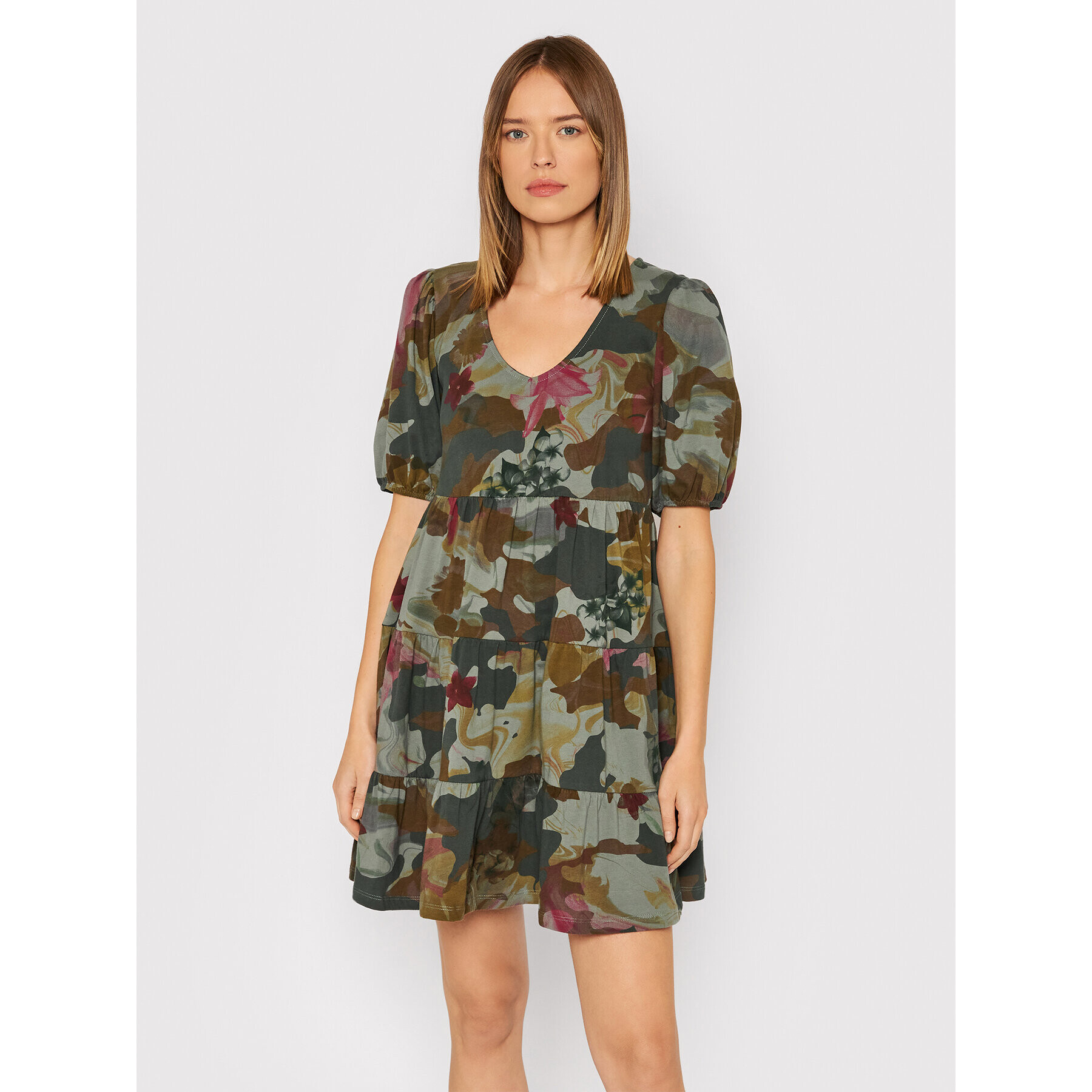 Desigual Rochie de zi Cam 21WWVK74 Verde Loose Fit - Pled.ro