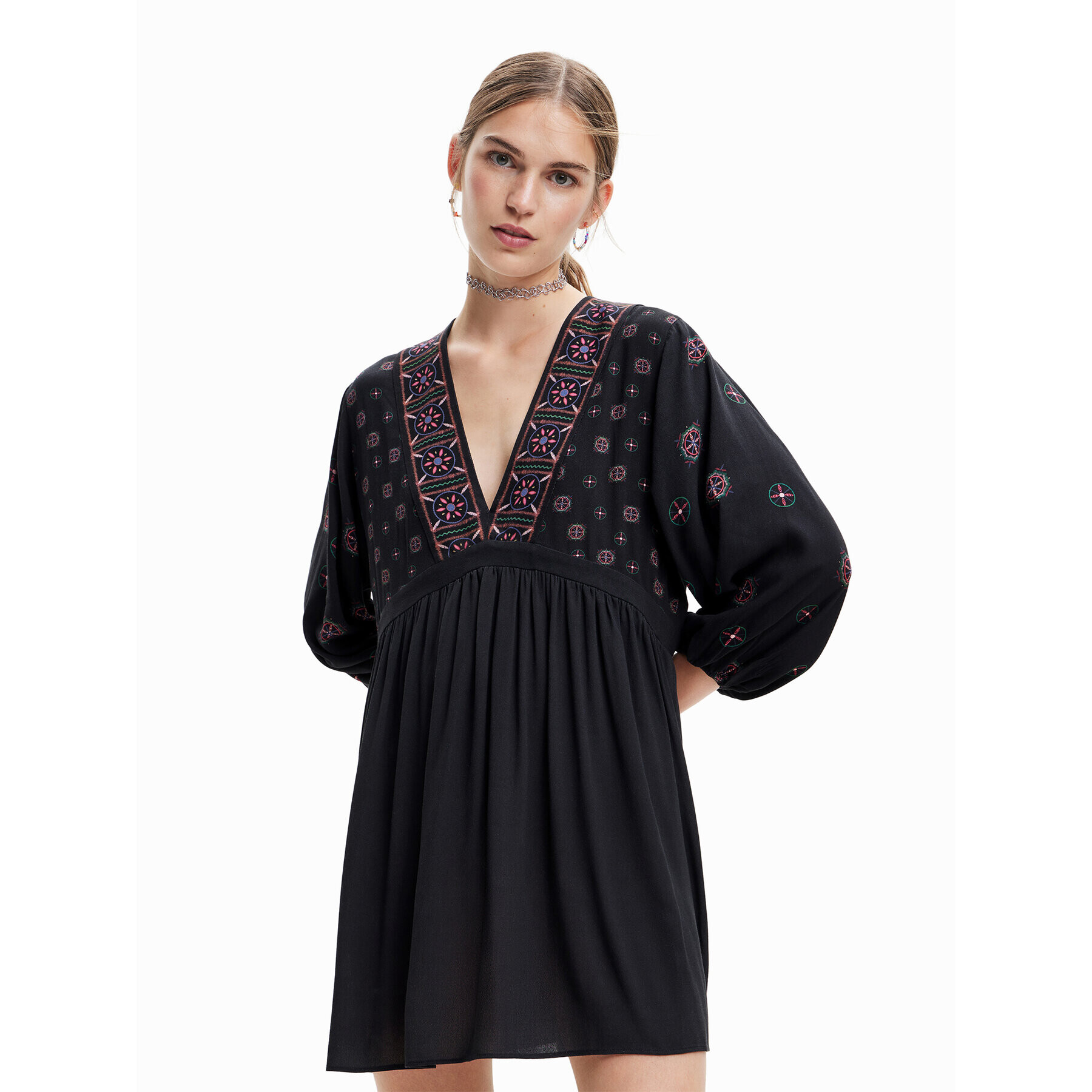 Desigual Rochie de zi Creta 23SWVW76 Negru Regular Fit - Pled.ro