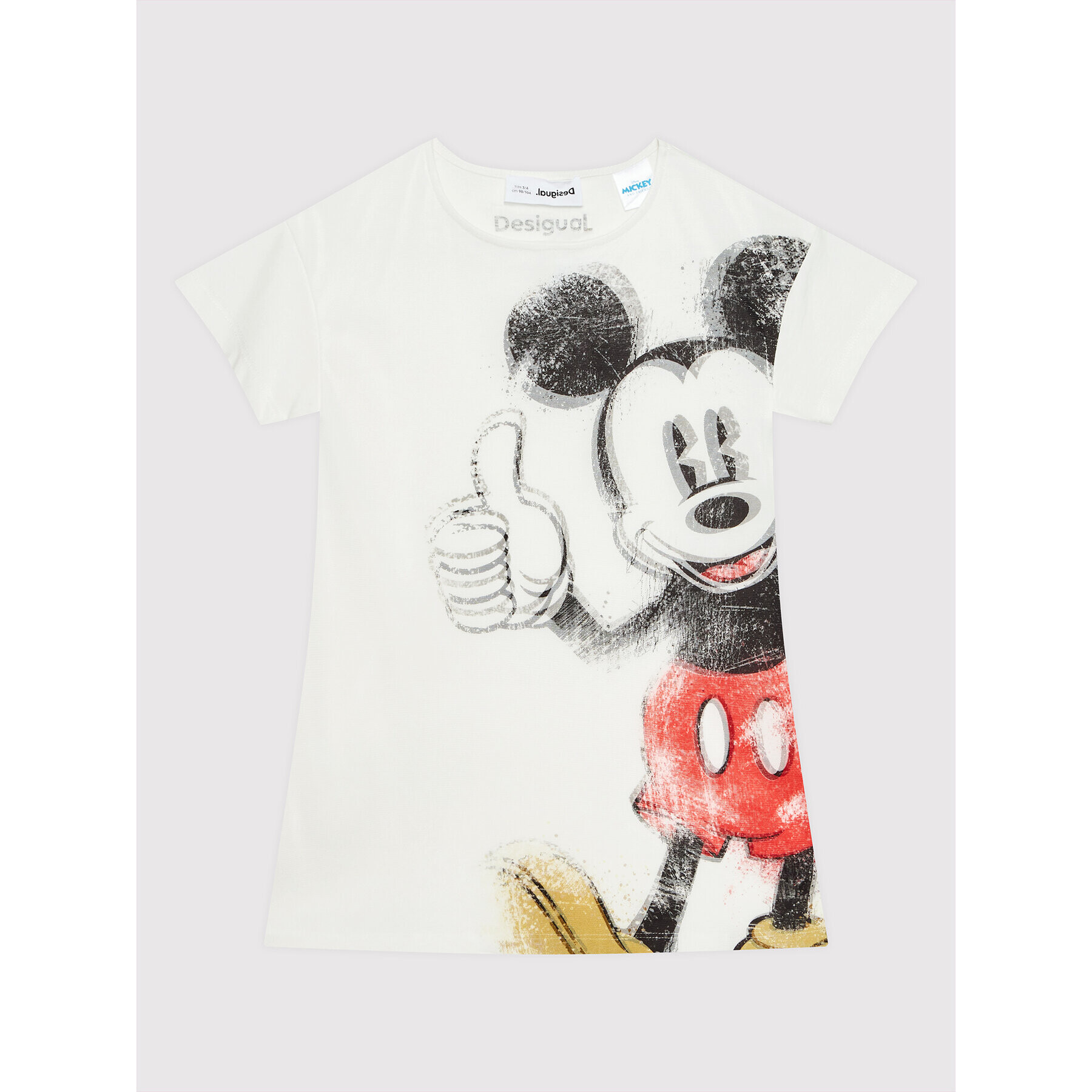 Desigual Rochie de zi DISNEY Ok Mickey 22SGVK22 Alb Regular Fit - Pled.ro