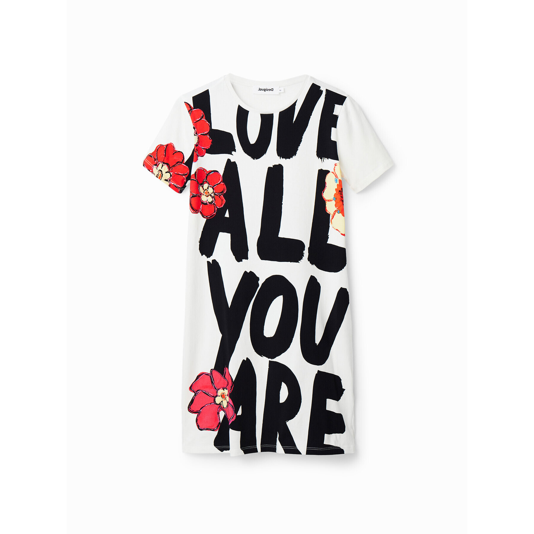 Desigual Rochie de zi Love All You 23SWVK69 Alb Slim Fit - Pled.ro