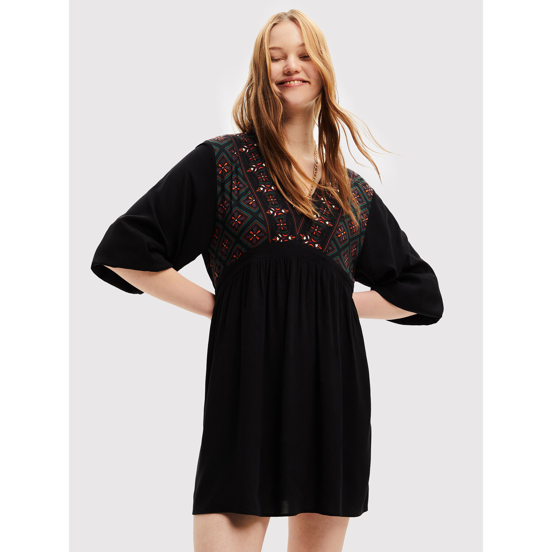 Desigual Rochie de zi Marian 22WWVW57 Negru Relaxed Fit - Pled.ro