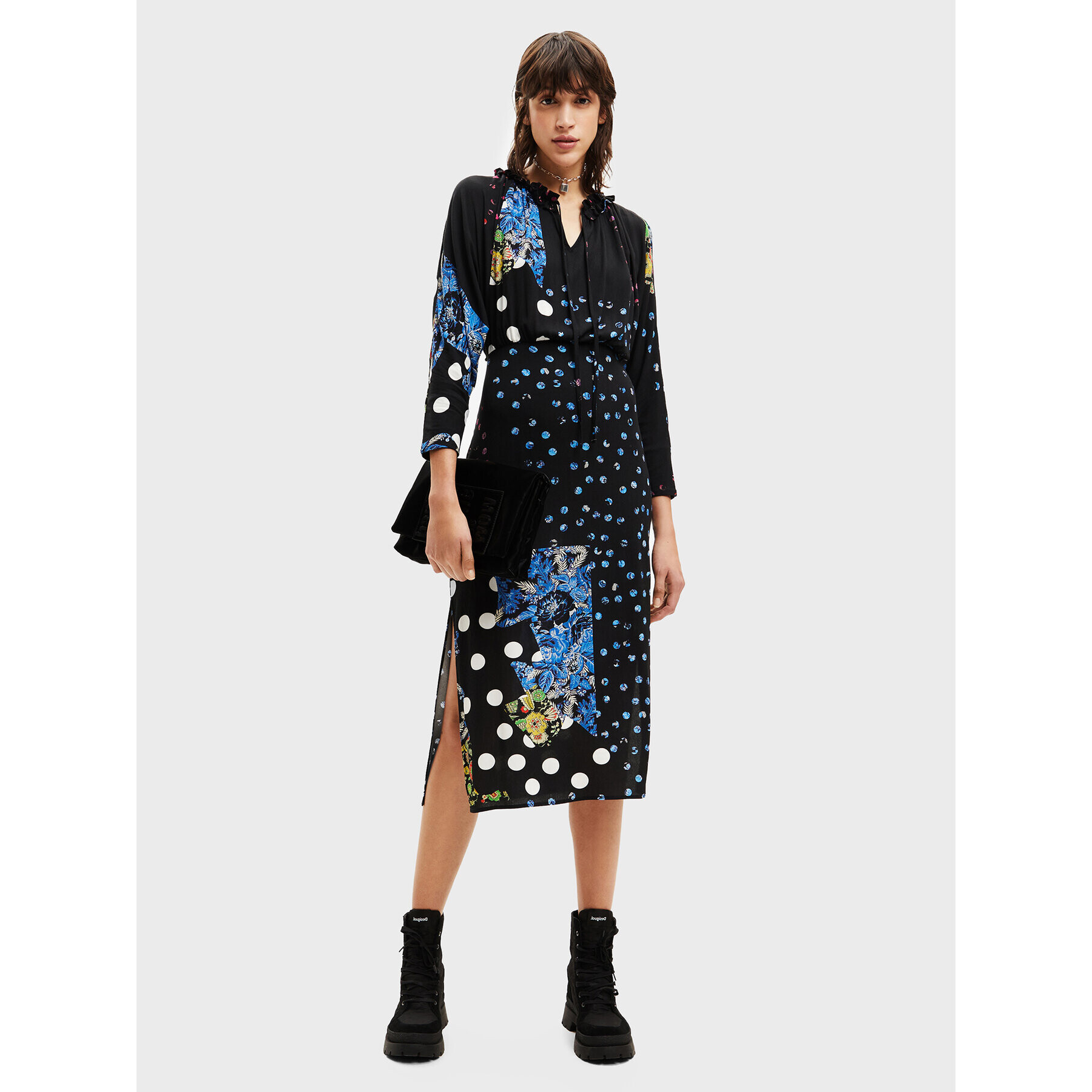 Desigual Rochie de zi MONSIEUR CHRISTIAN LACROIX Dots 22WWVW37 Negru Regular Fit - Pled.ro