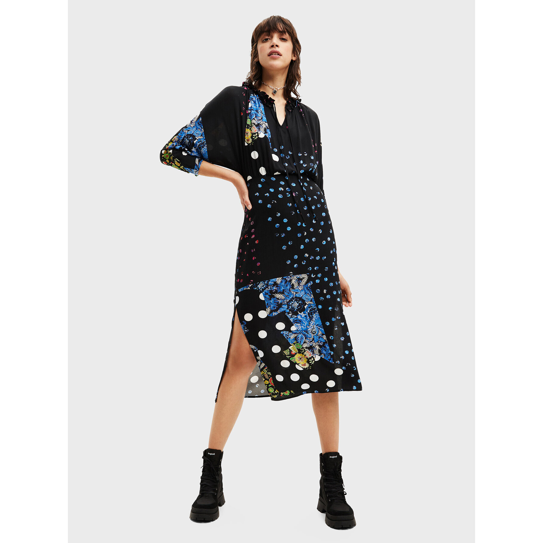 Desigual Rochie de zi MONSIEUR CHRISTIAN LACROIX Dots 22WWVW37 Negru Regular Fit - Pled.ro