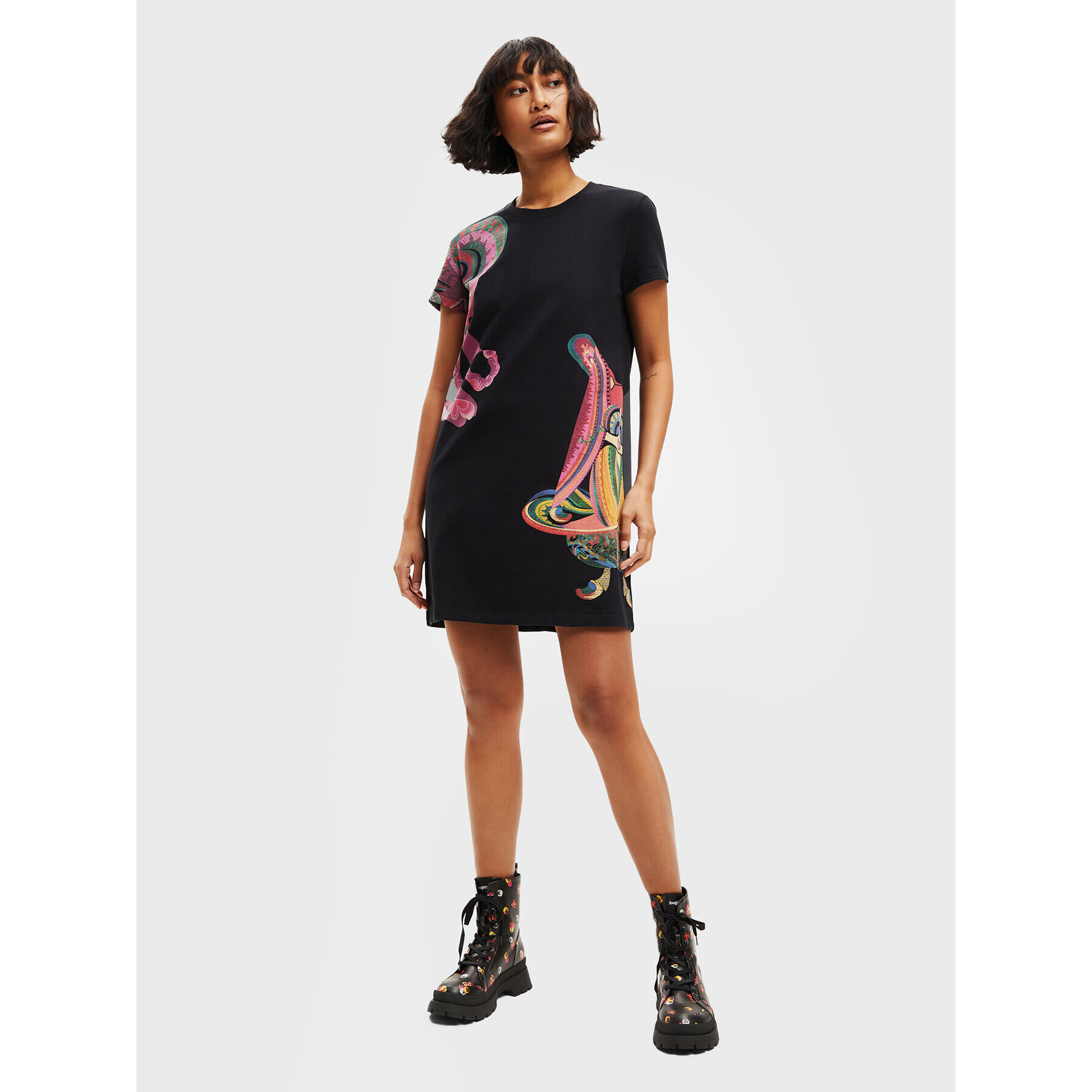 Desigual Rochie de zi MONSIEUR CHRISTIAN LACROIX Miya 22WWVK48 Negru Regular Fit - Pled.ro