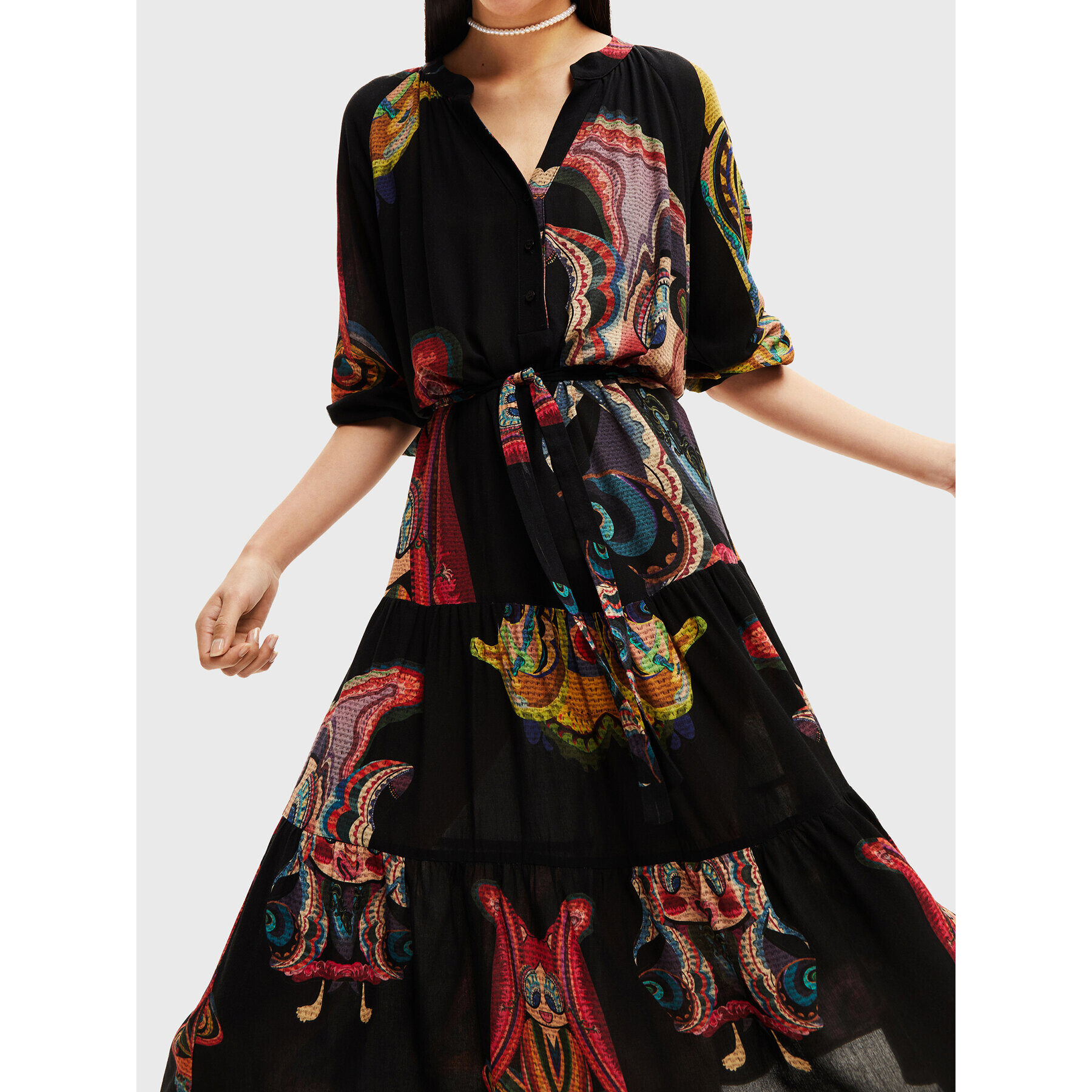 Desigual Rochie de zi MONSIEUR CHRISTIAN LACROIX Odyssey 22WWVW29 Negru Regular Fit - Pled.ro